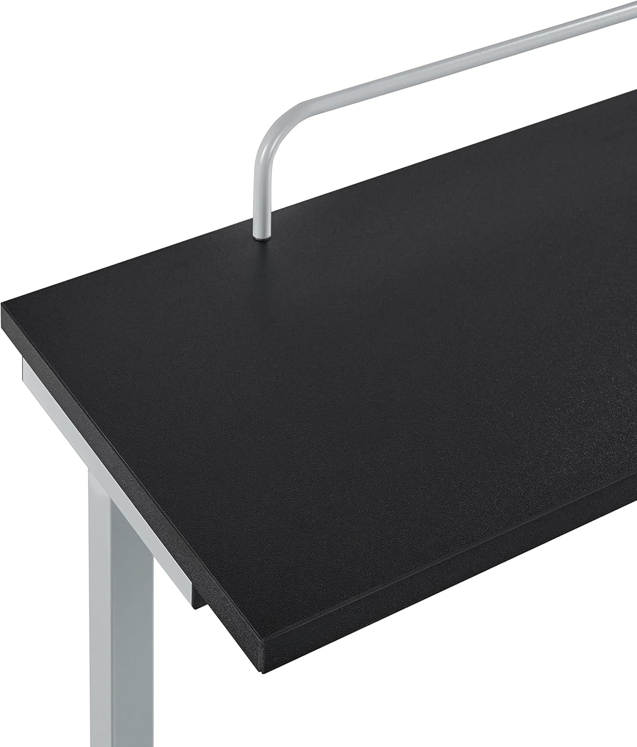 Yaheetech Kleiner Schreibtisch, 80 cm breit, Vintage Computertisch im Industriedesign mit Rollen & Ablage, PC-Tisch mit Tastaturfach aus Holz und Metall, Schwarz – Bild 9