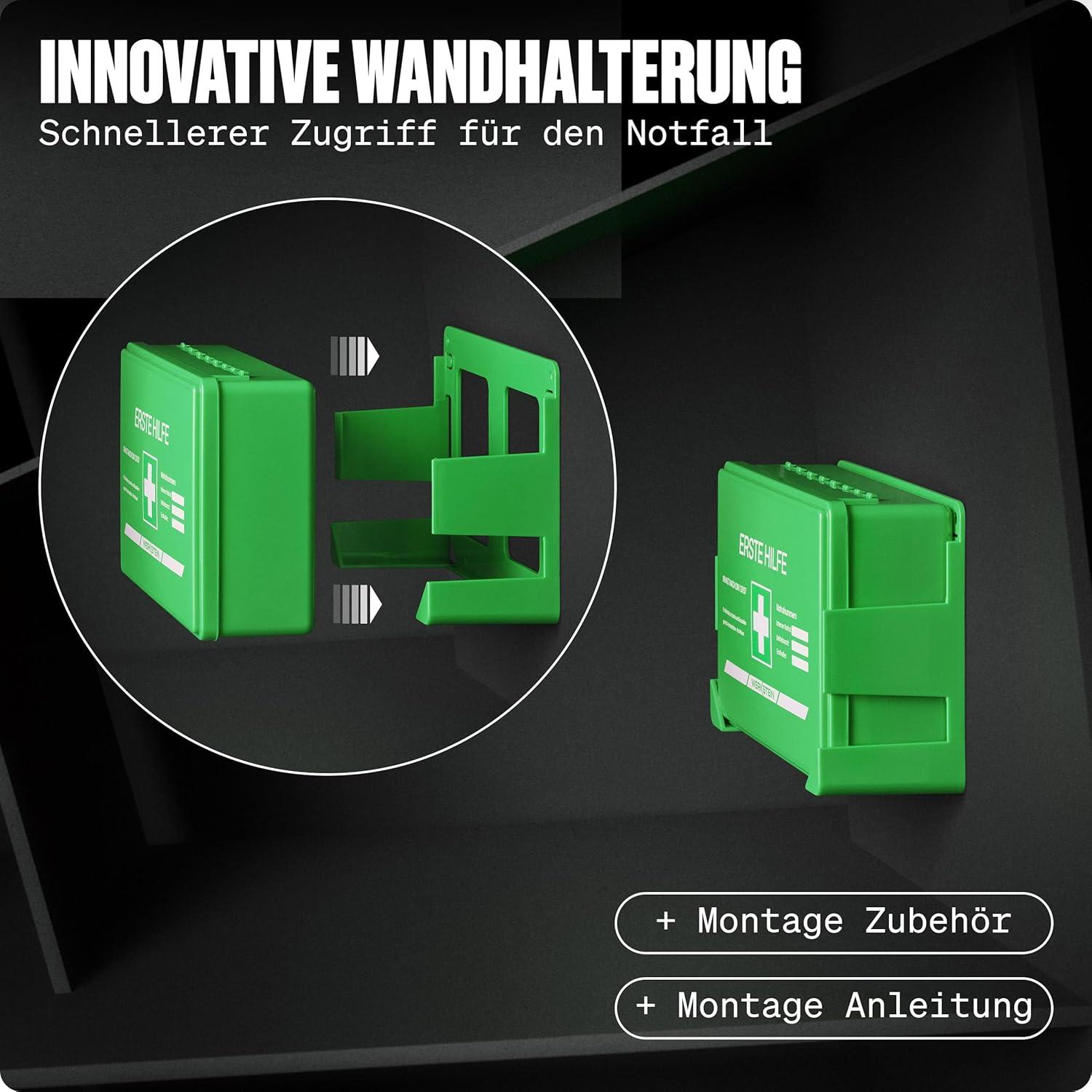 Erste-Hilfe-Kasten klein mit Inhalt nach DIN 13157 I Erste-Hilfe-Set-Bedienung inkl. praktischer Wandhalterung & 5 x Aufkleber I Erste-Hilfe-Set DIN 13157 für Betriebe, Einrichtungen und Zuhause – Bild 2