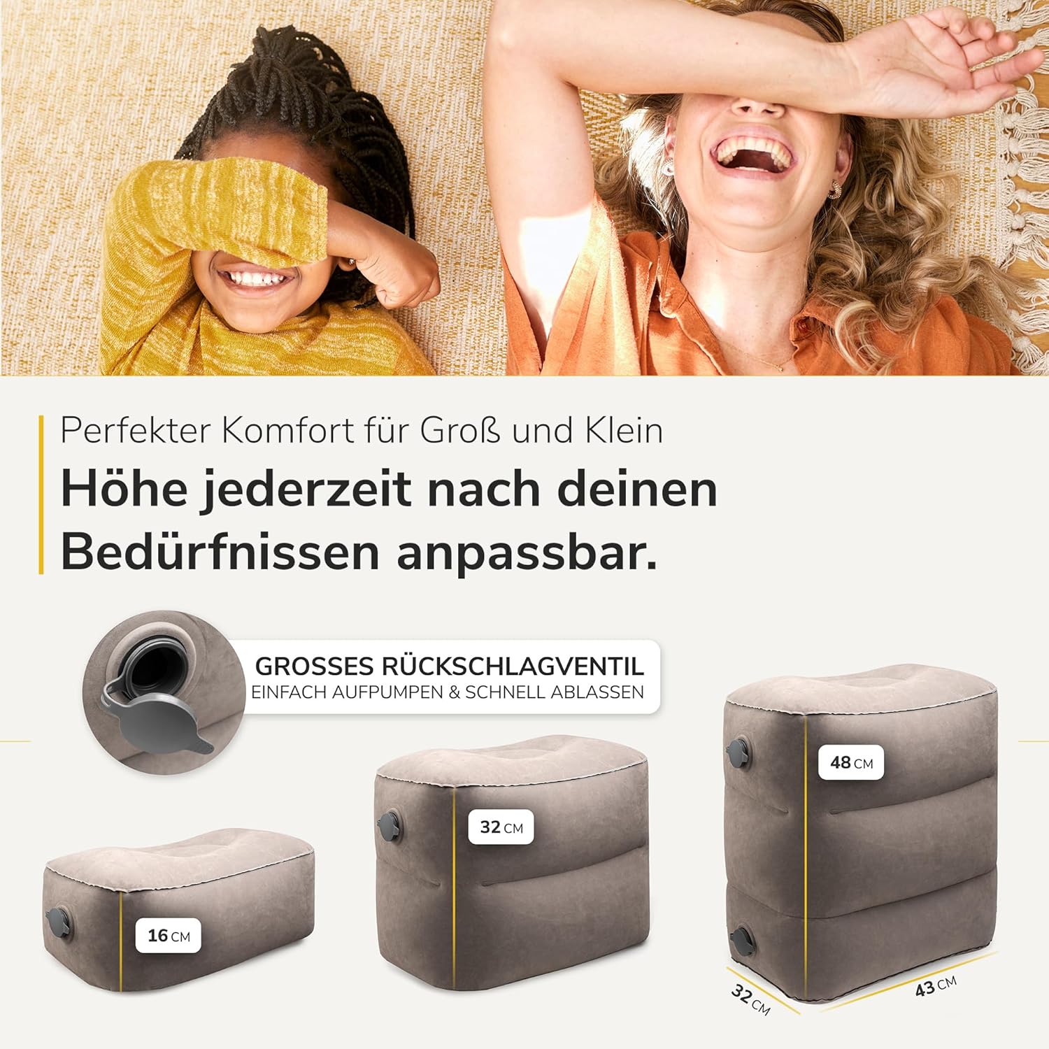 Aufblasbares Fußstützenflugzeug (ohne Airbag) | Ideal für Reisen, Bus & Auto | Extrem langlebig und kompakt | – Bild 6