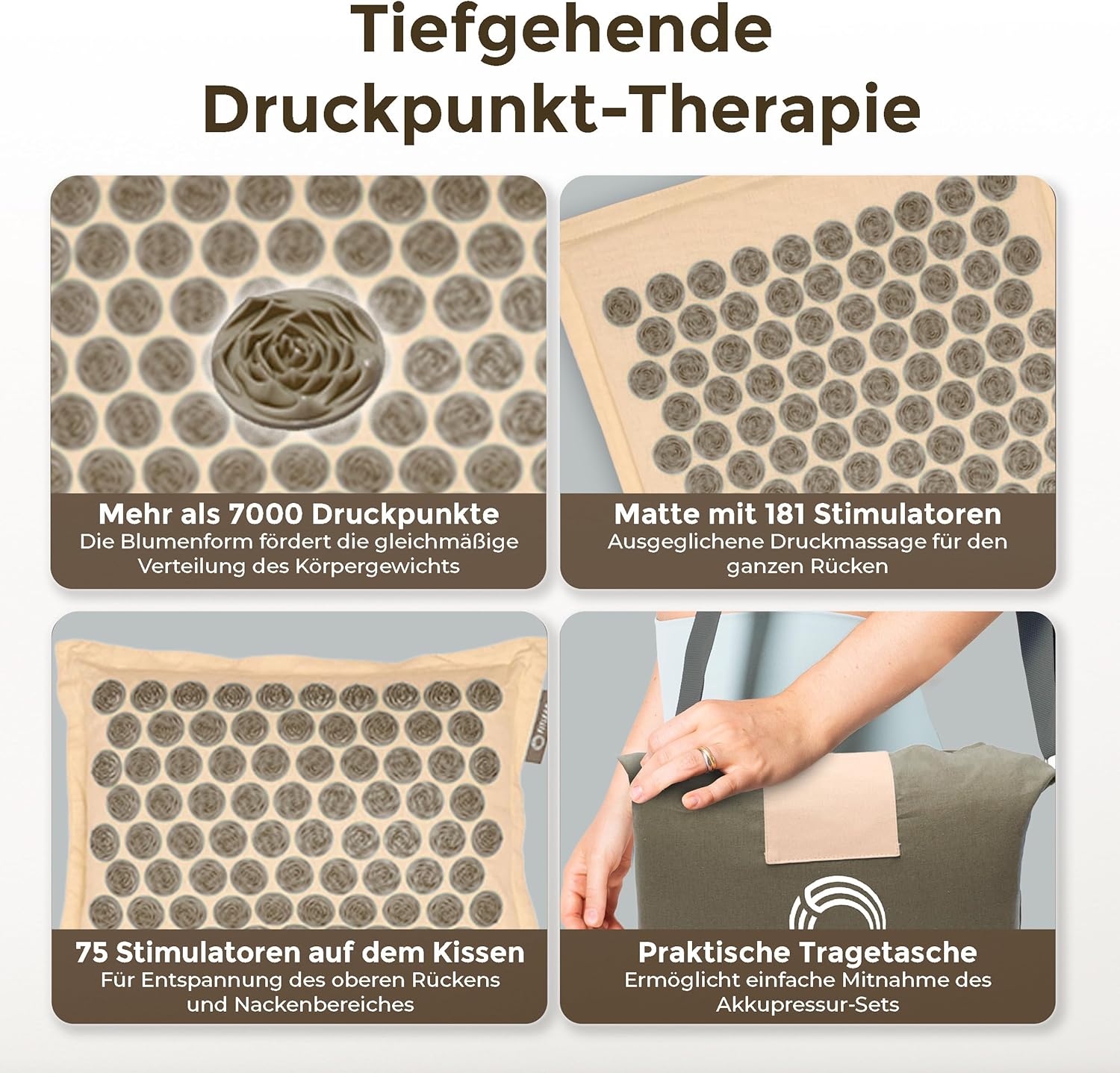 Fitleap Akupressurmatte mit Kissen + Tasche, Massagematte für wohltuende Entspannung und Stimulation, Akupunkturmatte zur Schmerzlinderung – Bild 5