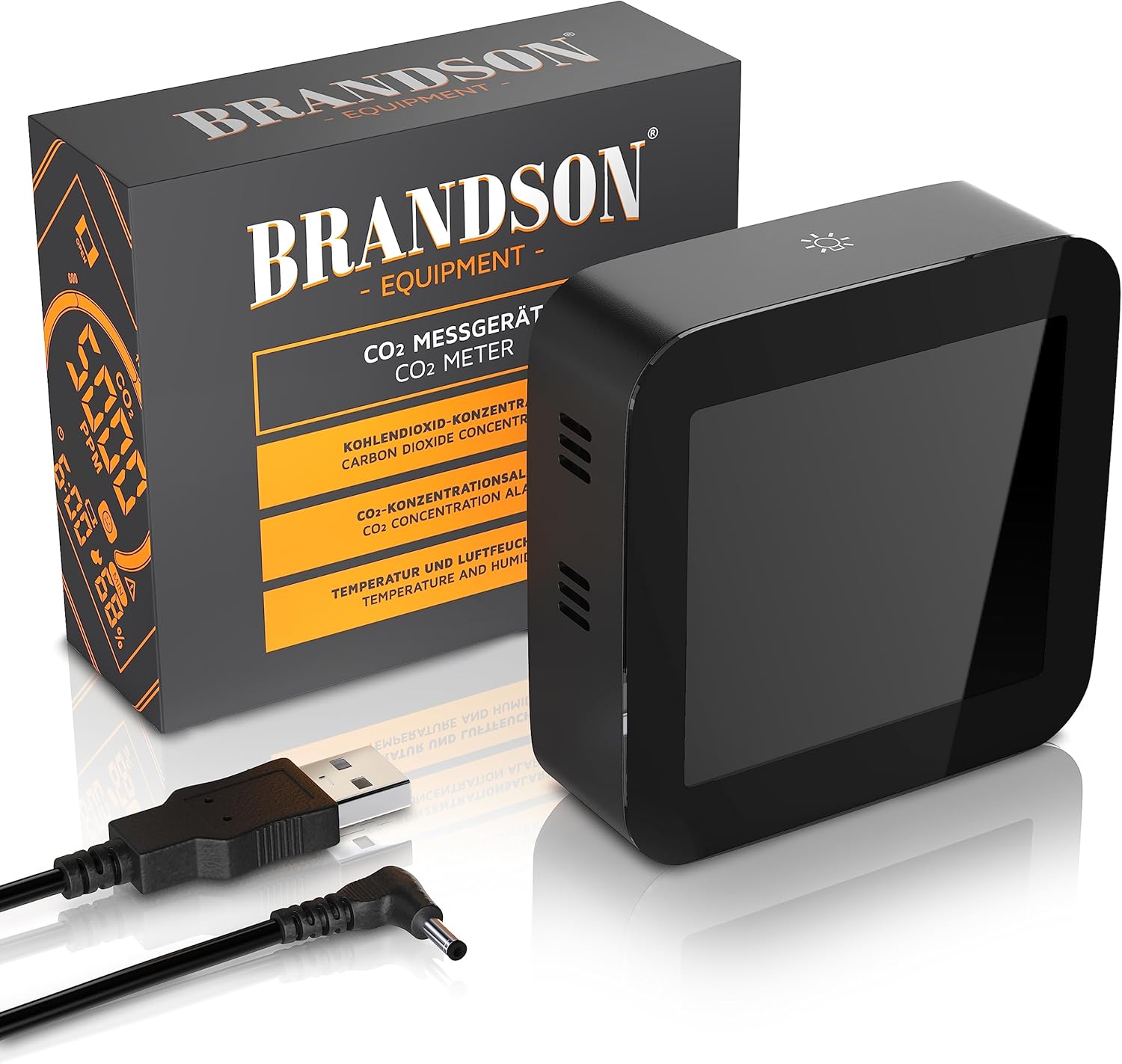 Brandson – CO2-Detektor-Messgerät, Luftqualitätstester, Kohlendioxid-Sensor-Messung PPM, CO2-Anzeige, empfohlener Alarm für Raumluftlüftung, Wecker, Temperaturthermometer, Luftfeuchtigkeits-Hygrometer – Bild 7