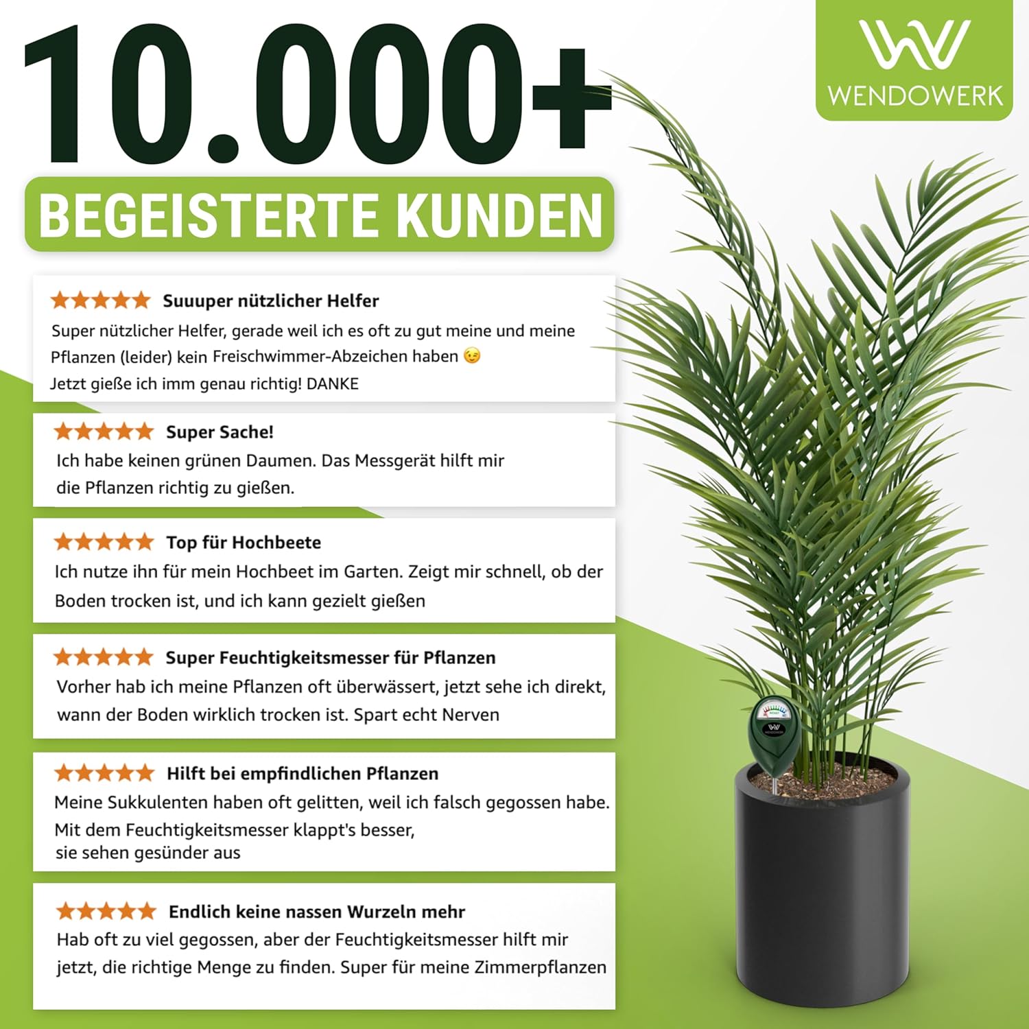 Wendowerk® Bodenfeuchtemessgerät für Pflanzen – (Grün/Schwarz) – ohne Batterien – verbessertes Feuchtigkeitsmessgerät für Pflanzen (2024) – Premium-Bodentester – Bild 7