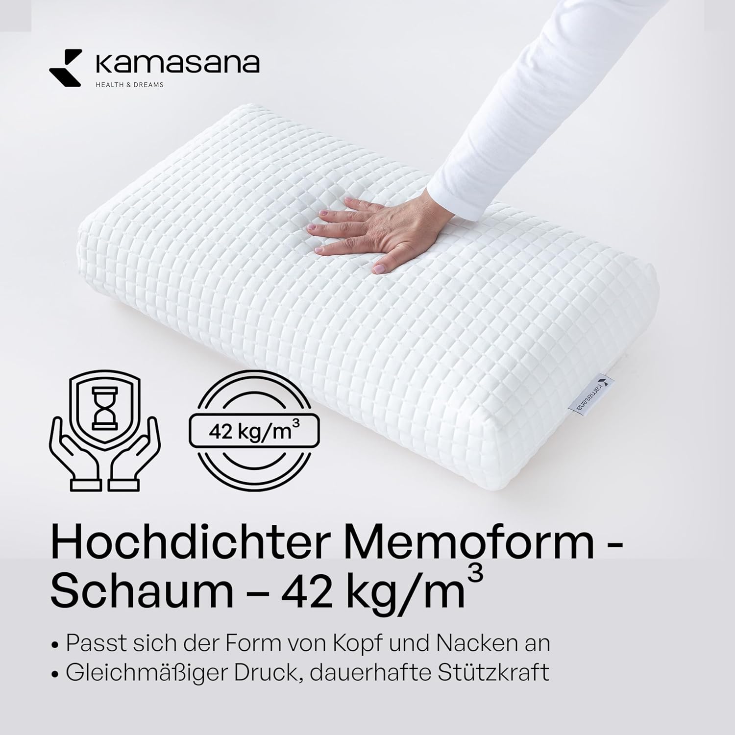 Seitenschläferkissen 40 x 80 cm, Höhe 16 cm – Orthopädisches Nackenstützkissen – Memory-Schaum-Kissen – ergonomisches Kissen mit weicher und fester Seite – Bild 5