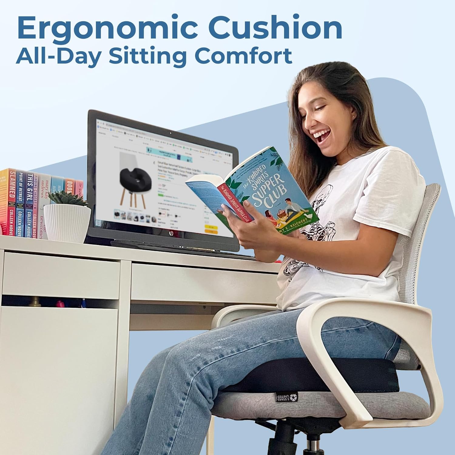 5 Star United Memory Foam Donut-Sitz – orthopädischer Hämorrhoiden- und Steißbeinsitz zur Schmerzlinderung, ergonomischer, rutschfester, waschbarer Bezug – schwarz, klein – Bild 3