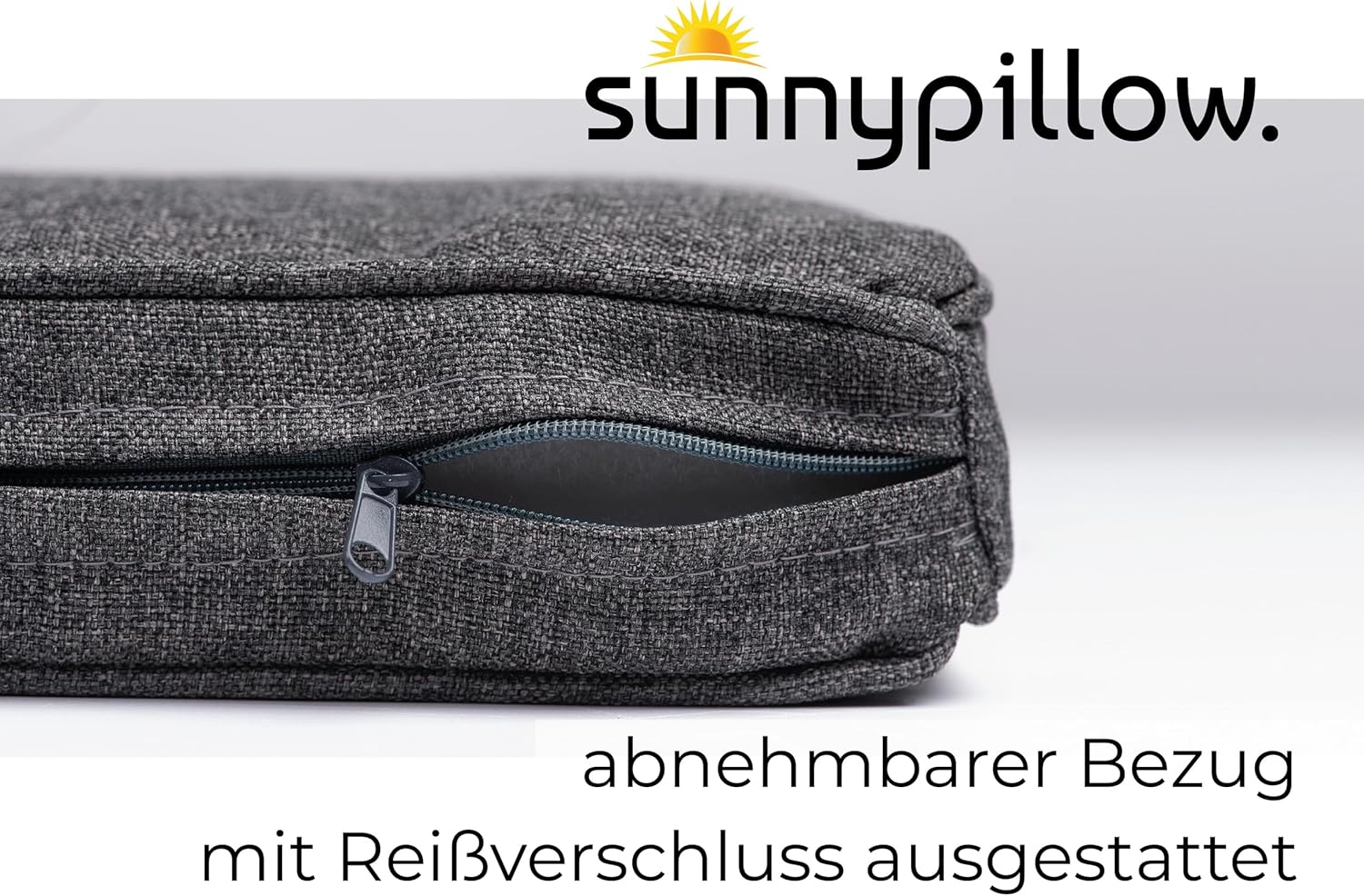 sunnypillow 4er Set Stuhlkissen, wasserfest, UV-lichtecht, 45 x 45 x 5 cm, Polsterkissen für Stühle/Bänke, Sitzkissen, Stuhlkissen für Haus und Garten, Indoor/Outdoor, Anthrazit – Bild 4