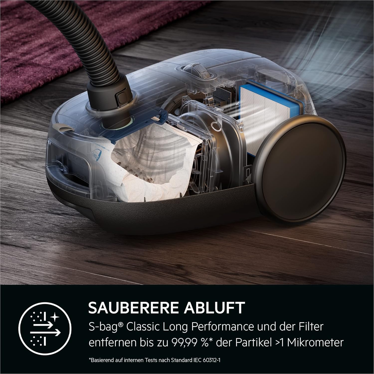 AEG Clean 6000 AB61C1OKO Öko-Staubsauger, hohe Saugleistung, zusätzliche Düsen, XL-Räder, Edelstahl-Teleskoprohr, 65 % recyceltes Material, 12 m Kabel, 850 Watt, Zubehör, grau – Bild 5