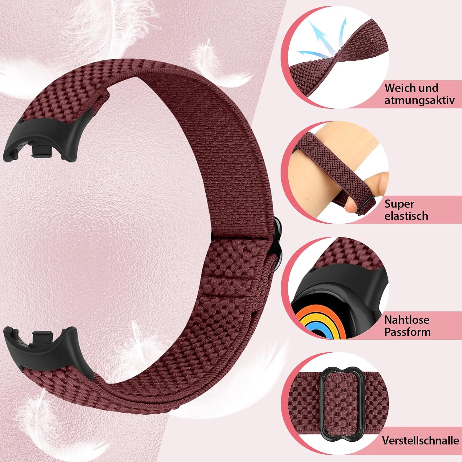 Elastisches Nylon-Armband, nur kompatibel mit Xiaomi Smart Band 10/9/8, verstellbare dehnbare Armbänder, Sport-Ersatzarmband für Xiaomi Mi Band 8/Mi Band 9/Mi Band 10 Herren Damen (2 Stück) – Bild 3