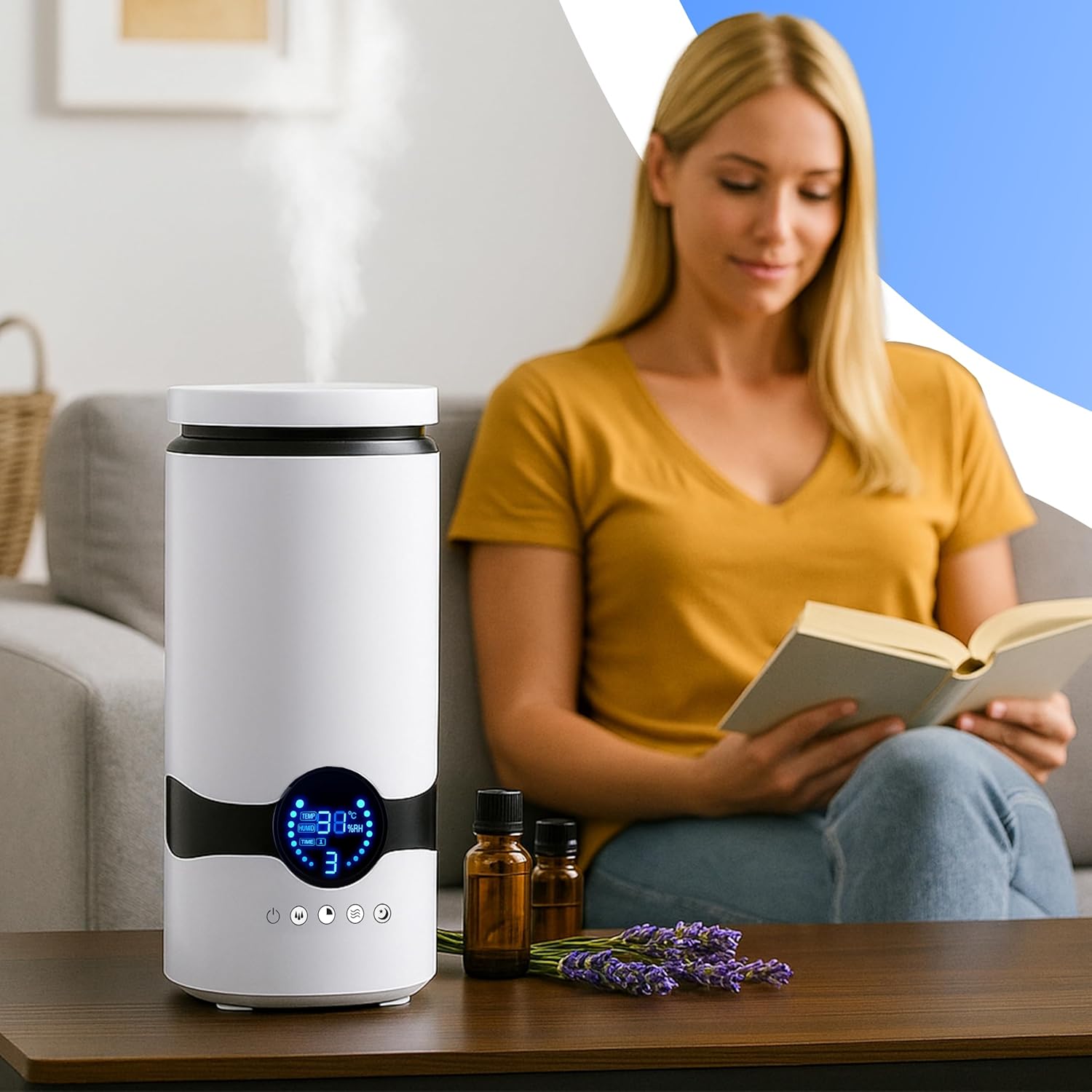 Retoo Luftbefeuchter 4L mit Fernbedienung, 360°-Düse, Timer, Ultraschall-Raumbefeuchter, leise unter 30 dB, Aromadiffusor für Schlafzimmer, Kinderzimmer, Pflanzen und Büro, mit Hygrometer – Bild 8