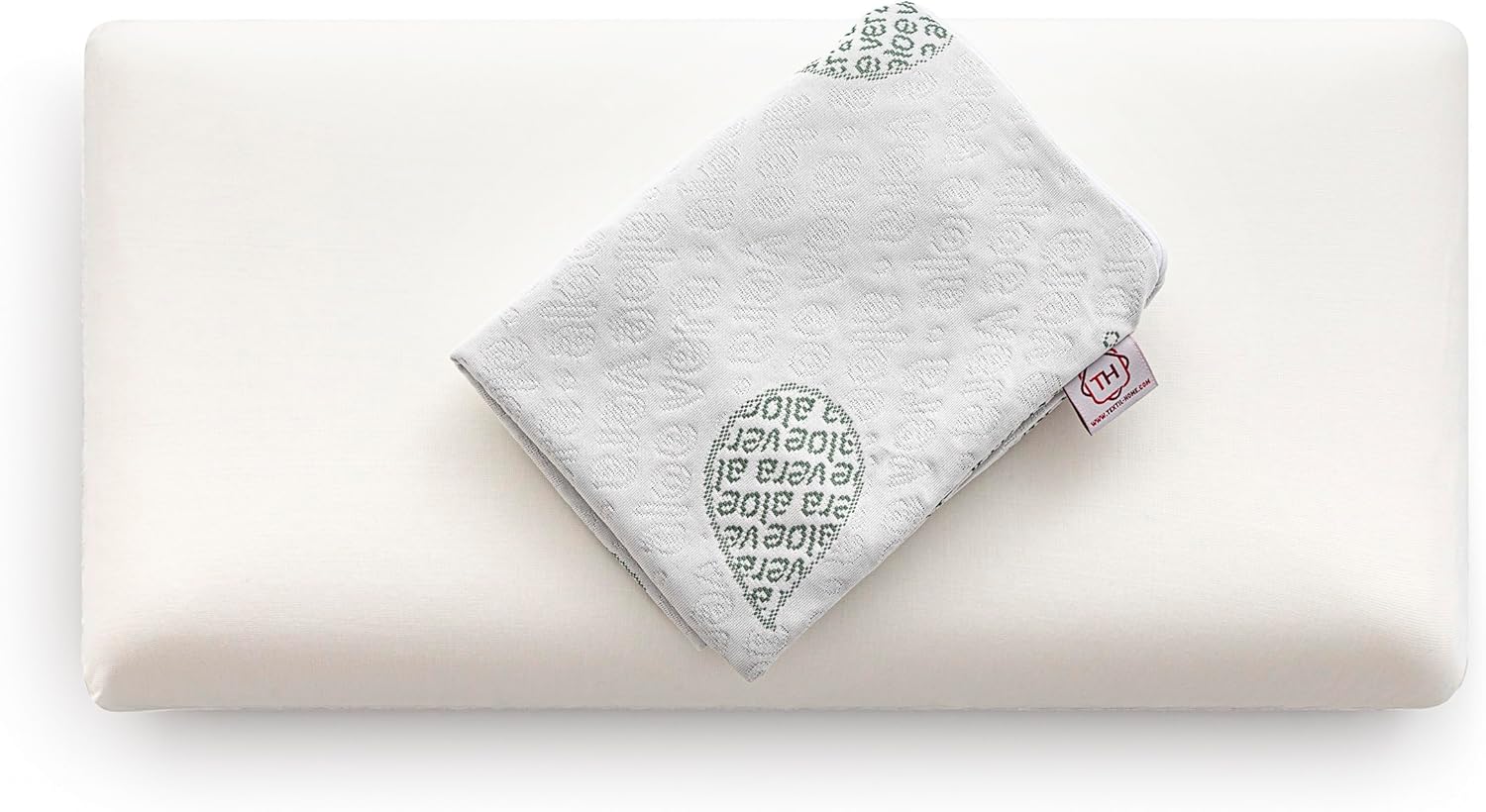 Textilhome Viskoelastisches Kissen 75 x 36 x 12 cm, ergonomisches Nackenstützkissen mit Kern aus 100 % Viskoseschaum, Bezug aus Aloe Vera, Doppelbezug mit Reißverschluss, 2er-Set – Bild 3