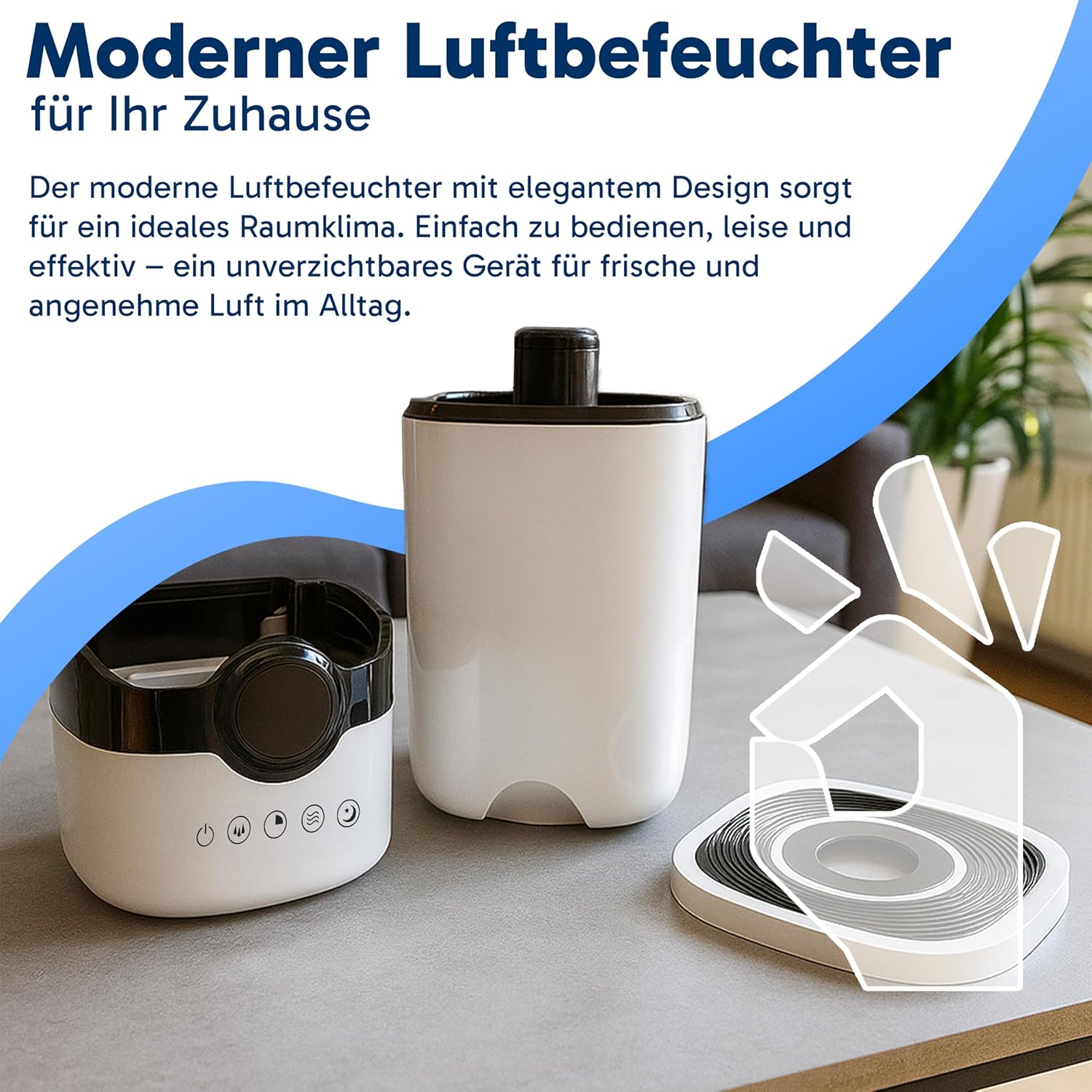 Retoo Luftbefeuchter 4L mit Fernbedienung, 360°-Düse, Timer, Ultraschall-Raumbefeuchter, leise unter 30 dB, Aromadiffusor für Schlafzimmer, Kinderzimmer, Pflanzen und Büro, mit Hygrometer – Bild 6