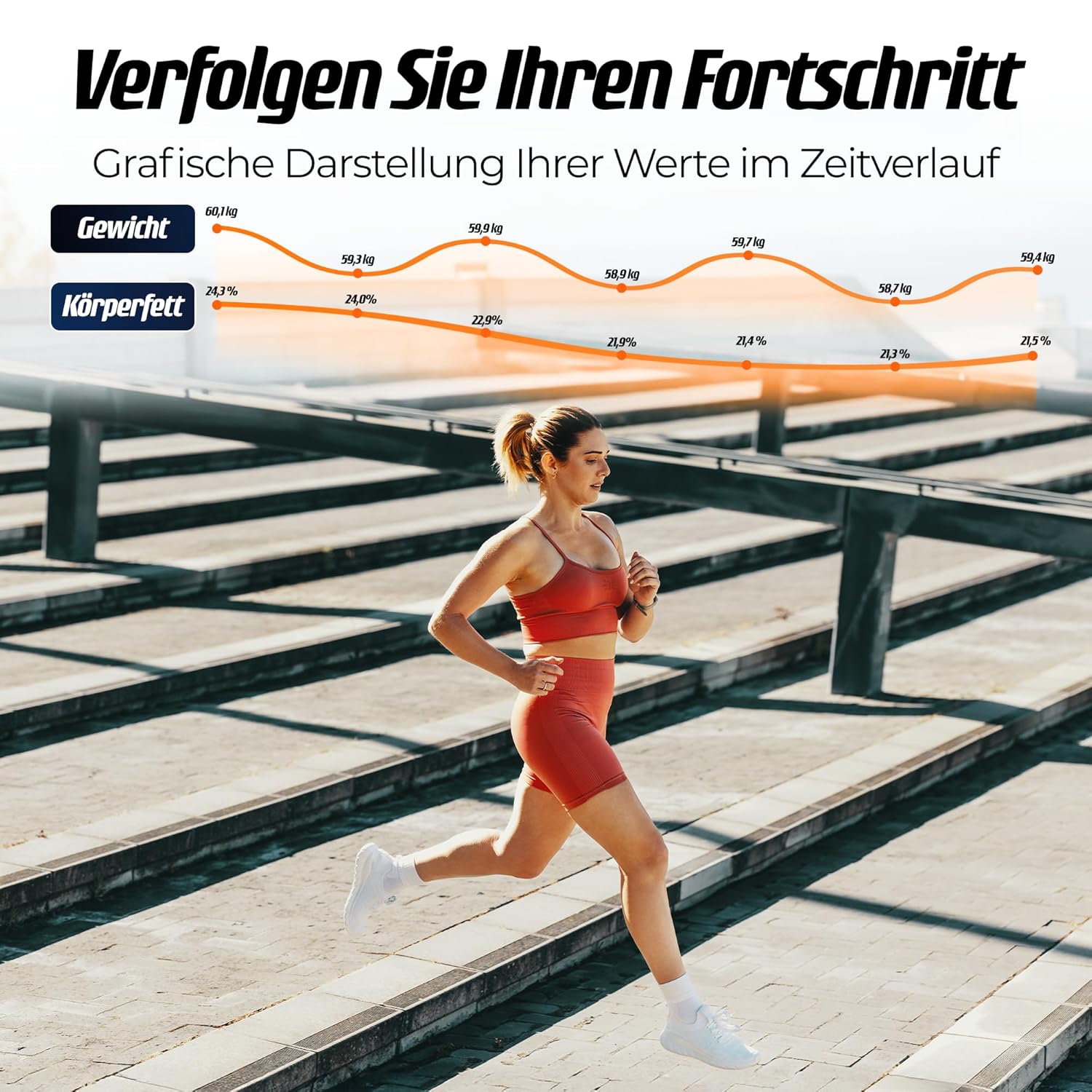 Fitleap Körperfettwaage mit Griff & App, 8 Elektroden, 21 Messungen, Bluetooth-Personenwaage, Körperanalysewaage, BMI Muskelmasse, Körperfett, bis 180 kg, 24 Benutzerprofile – Bild 6