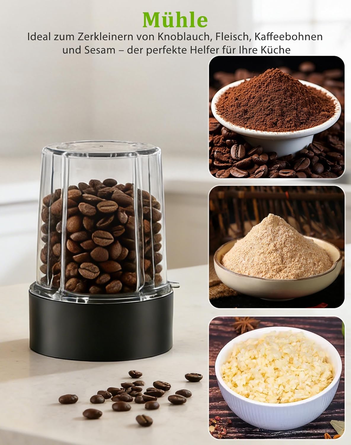 Mixer, 700W Smoothie Maker, Standmixer & Mixer Smoothie Maker, Multifunktions-Smoothiemaker/Fleischzerkleinerer/Ice Crusher/Kaffeemühle mit 570ml Sport-Flasche BPA frei Tritan – Bild 4
