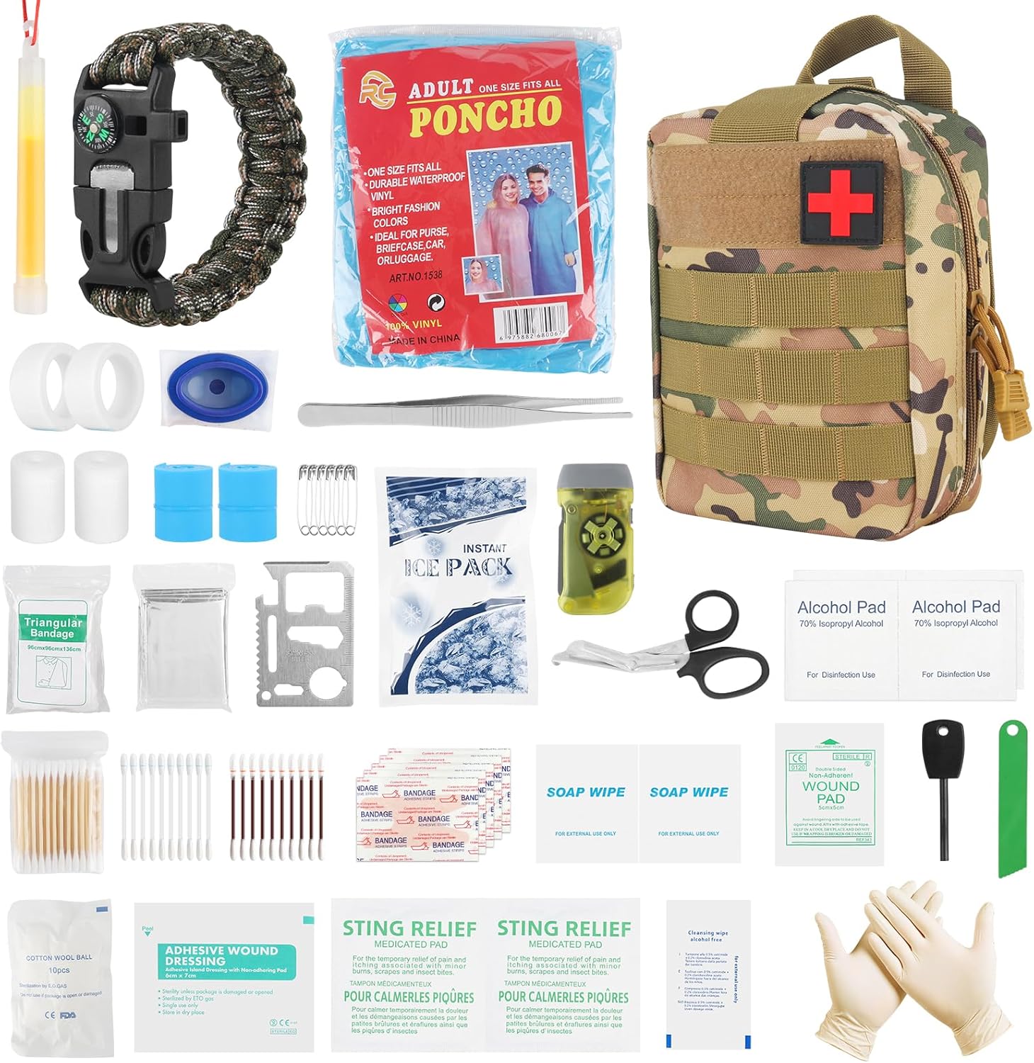 Mineup Erste-Hilfe-Tasche, 192-teiliges taktisches Erste-Hilfe-Trauma-Set, medizinische taktische Tasche, Erste-Hilfe-Set Militär, medizinische Tasche für Zuhause, Auto, Schule, Camping, Outdoor, Motorrad