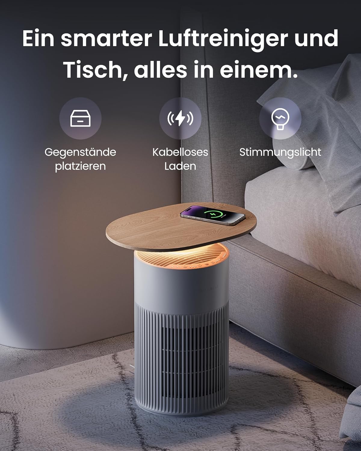SwitchBot-Luftreiniger mit App-Steuerung und Nachtlicht, CADR 400 m³/h bis zu 83㎡ Raum, HEPA-Filter entfernt 99,97 % Schimmelstaubpollen – Bild 3