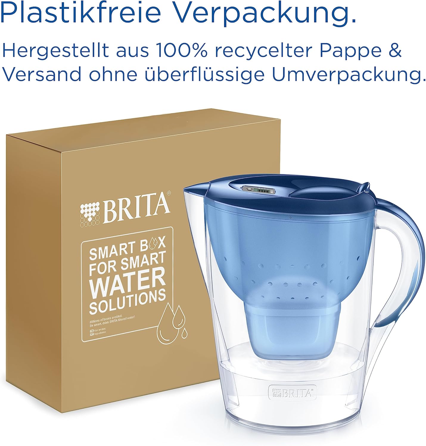 BRITA Wasserfilterkanne Marella XL Blau (3,5L) inklusive 1x Maxtra Pro Pure Performance Kartusche – Große Filterkanne mit Smart Light LED & Klappdeckel, filtert Verunreinigungen & mehr – Bild 6