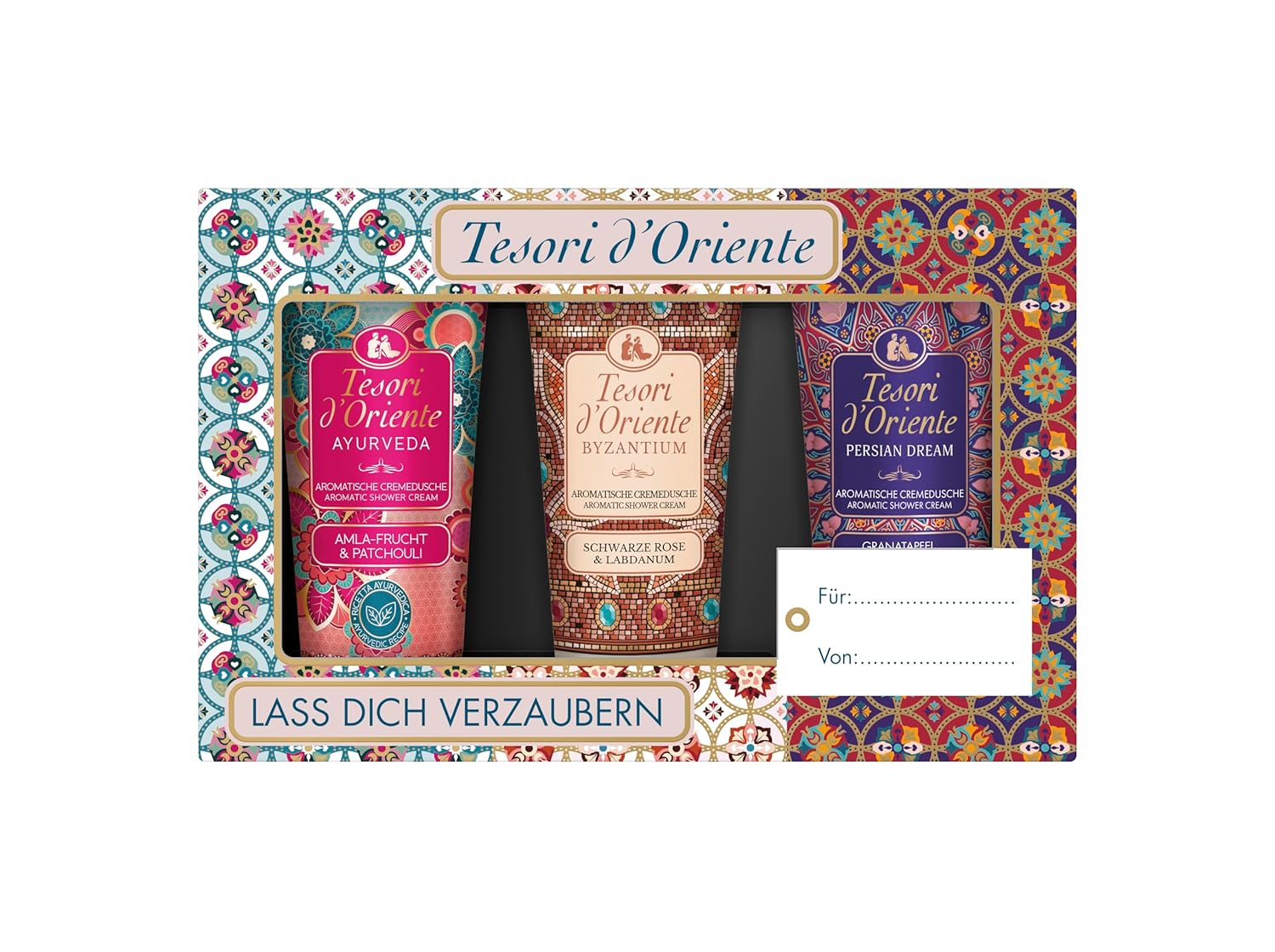 TESORI D'ORIENTE Geschenkset | Cremeduschen 3 x 75 ml (Ayurveda, Persischer Traum und Byzanz) Duschcremes zur Körperpflege | Wellness-Rituale für Körper und Sinne