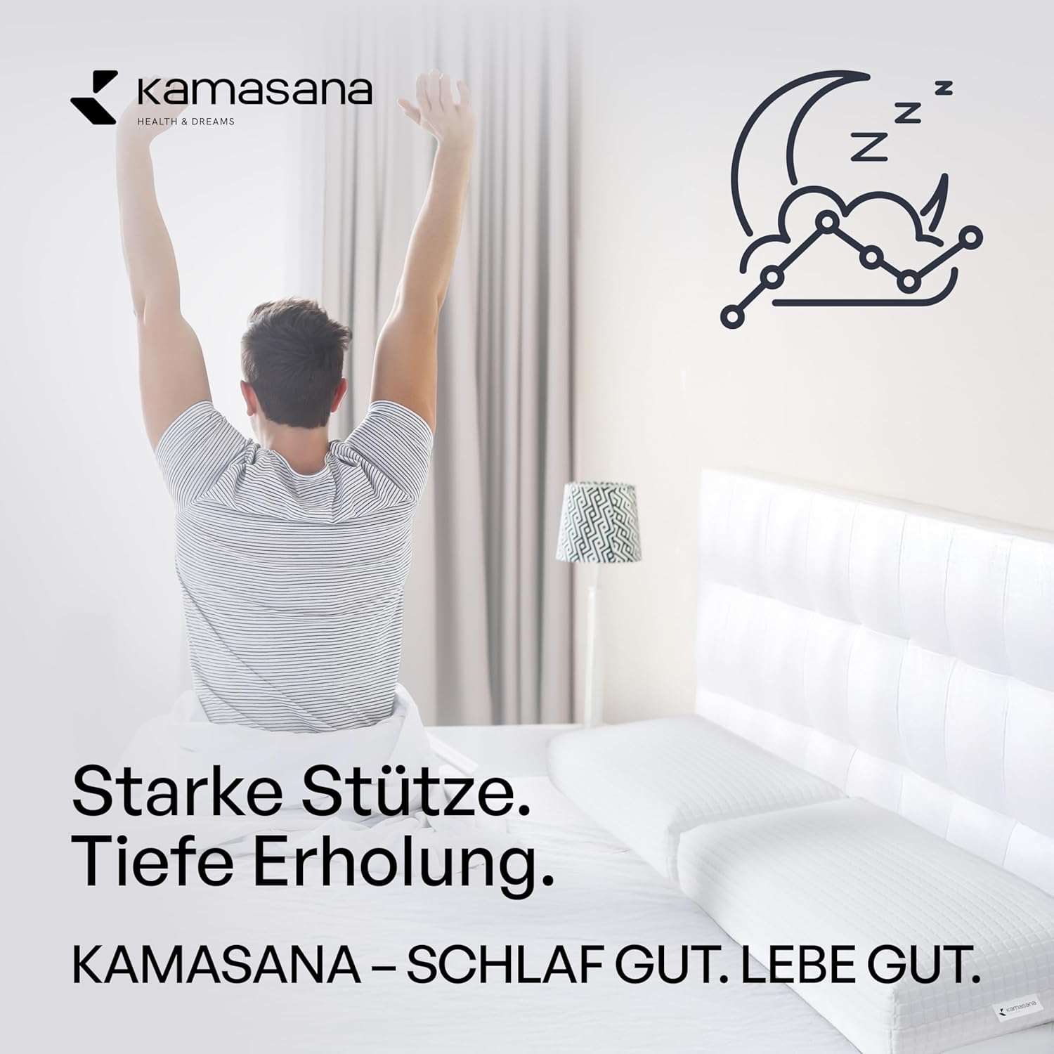 Seitenschläferkissen 40 x 80 cm, Höhe 16 cm – Orthopädisches Nackenstützkissen – Memory-Schaum-Kissen – ergonomisches Kissen mit weicher und fester Seite – Bild 9
