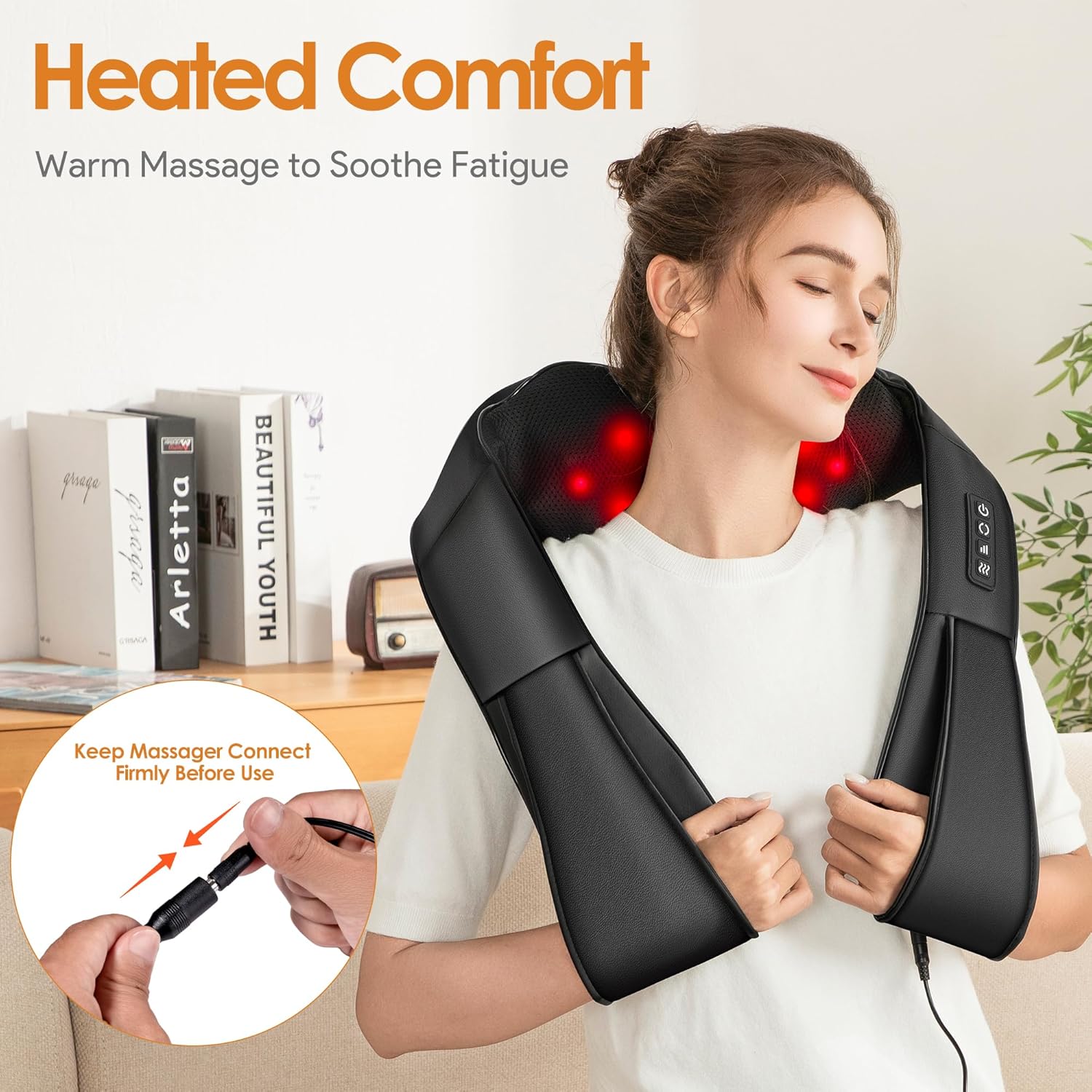 Brelley Massagegerät, Nackenmassagegerät mit Wärme, 3D-Massage, Rückenmassagegerät, Shiatsu-Massage für Nacken, Rücken, Beine, Geschenke für Frauen, Männer – Bild 3