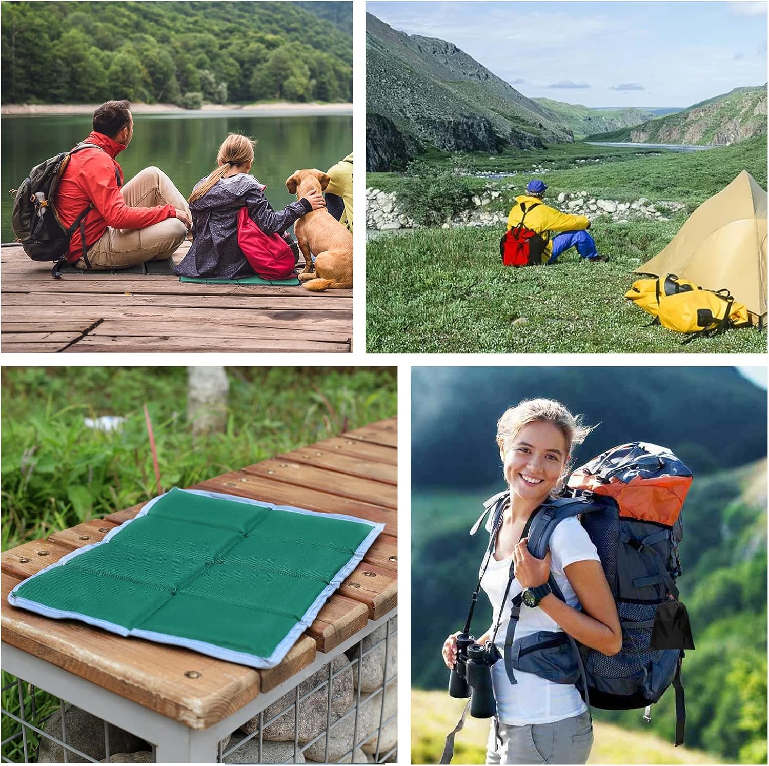 2er-Set Thermo-Sitzkissen, Outdoor, faltbare Sitzmatte, Komfort-Sitzpolster, wasserdichtes Thermo-Sitzkissen für Picknick, Outdoor, Camping, Wandern, Zubehör mit Tragetasche (schwarz/grün) – Bild 7