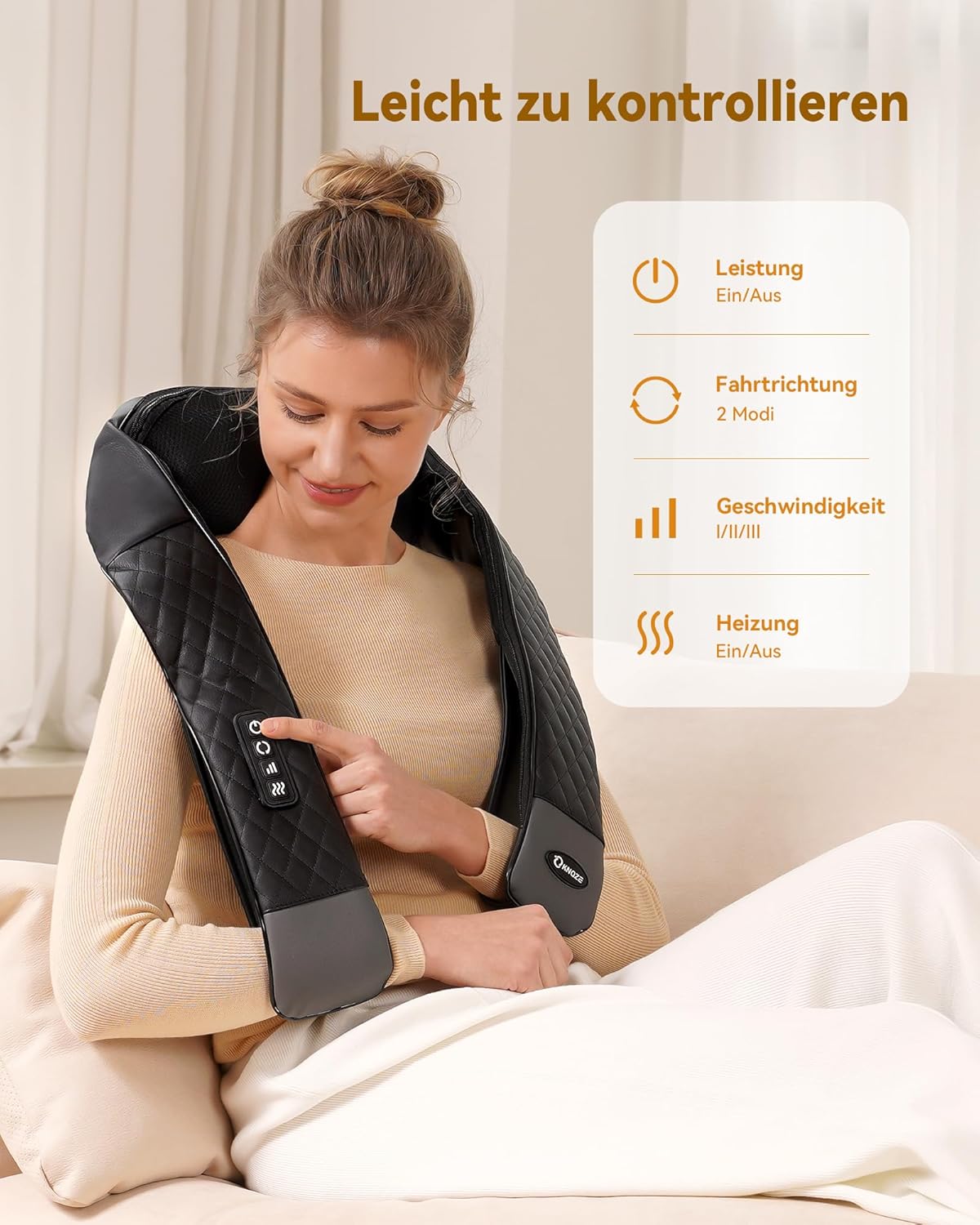 KNQZE Nackenmassagegerät mit Wärme 2026, 4D-Shiatsu-Massagegerät Nacken Schulter, Linderung von Nackenverspannungen, Tiefenmassage für Nacken, Schulter, Rücken, Geschenke für Frauen/Mütter/Väter – Bild 2