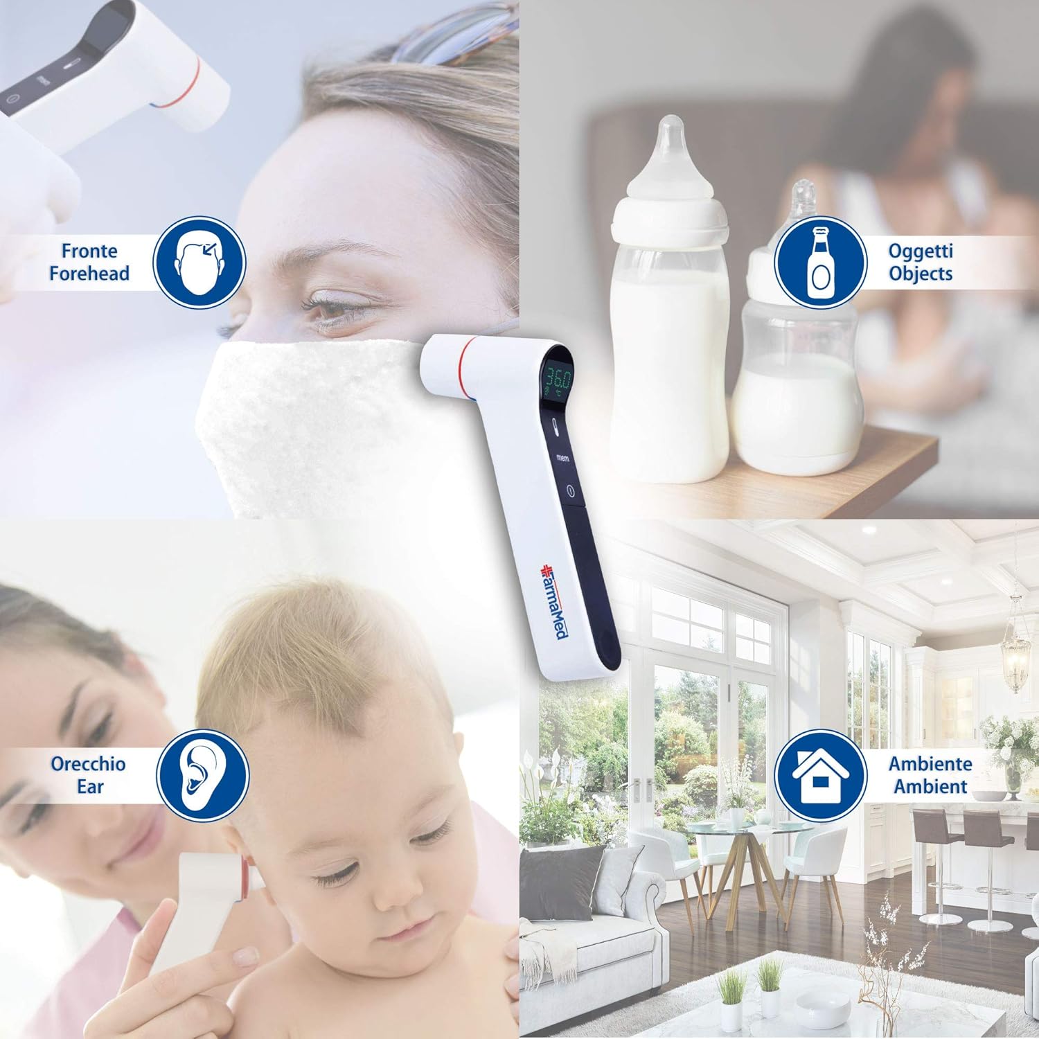 FARMAMED Fieberthermometer, berührungsloses digitales Stirn- und Ohrthermometer, Infrarot-Thermometer 4 in 1 für Babys, Kinder und Erwachsene – Bild 6