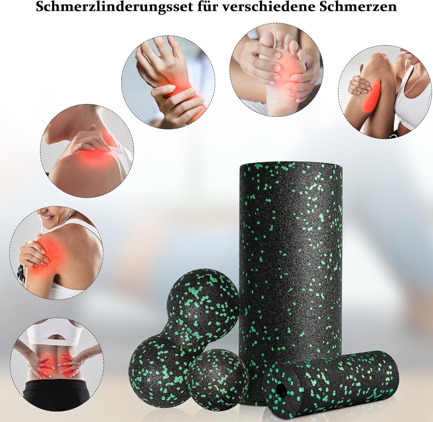 Faszienrolle Set Foam Roller Faszien Set mit Großer und Mini Faszienrolle Klein Faszienball und Duoball für Intensive Massage Faszien Training von Muskeln – Bild 3