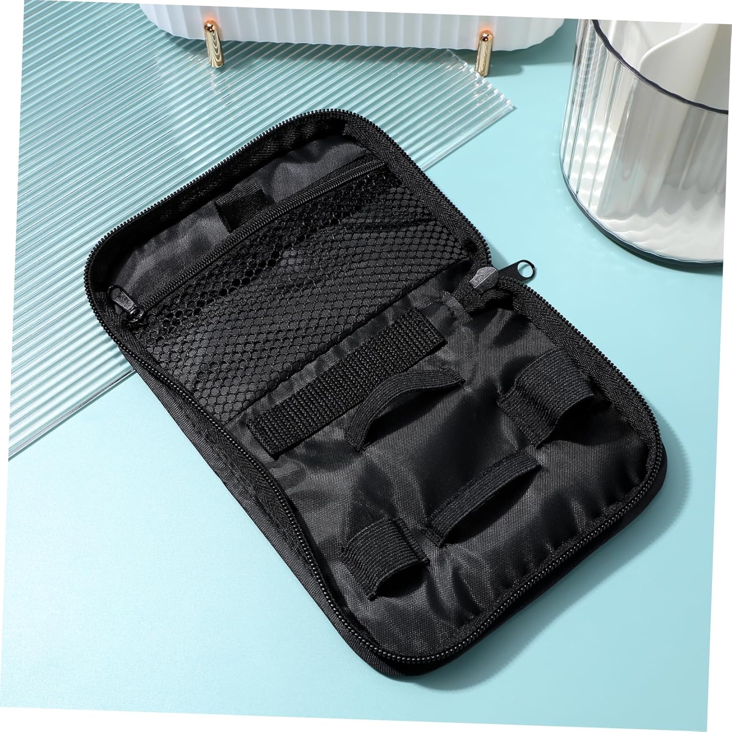 GARVALON 2er-Pack Tragbares Blutzuckermessgerät für Diabetiker-Medizin – Tragbare Tasche Diabetiker-Organizer Aufbewahrungstasche Oxford-Stoff Schwarz – Bild 7