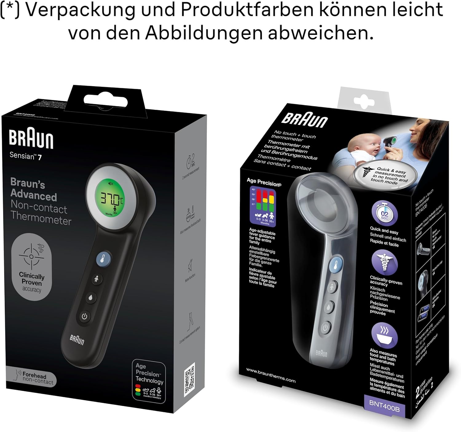 Braun Sensian 7 Kontaktloses Stirnthermometer, Age Precision-Technologie, 3-in-1, farbcodierte Digitalanzeige, geeignet für Babys und Kinder, die Marke Nr. 1 bei Ärzten (1), BNT400 – Bild 8