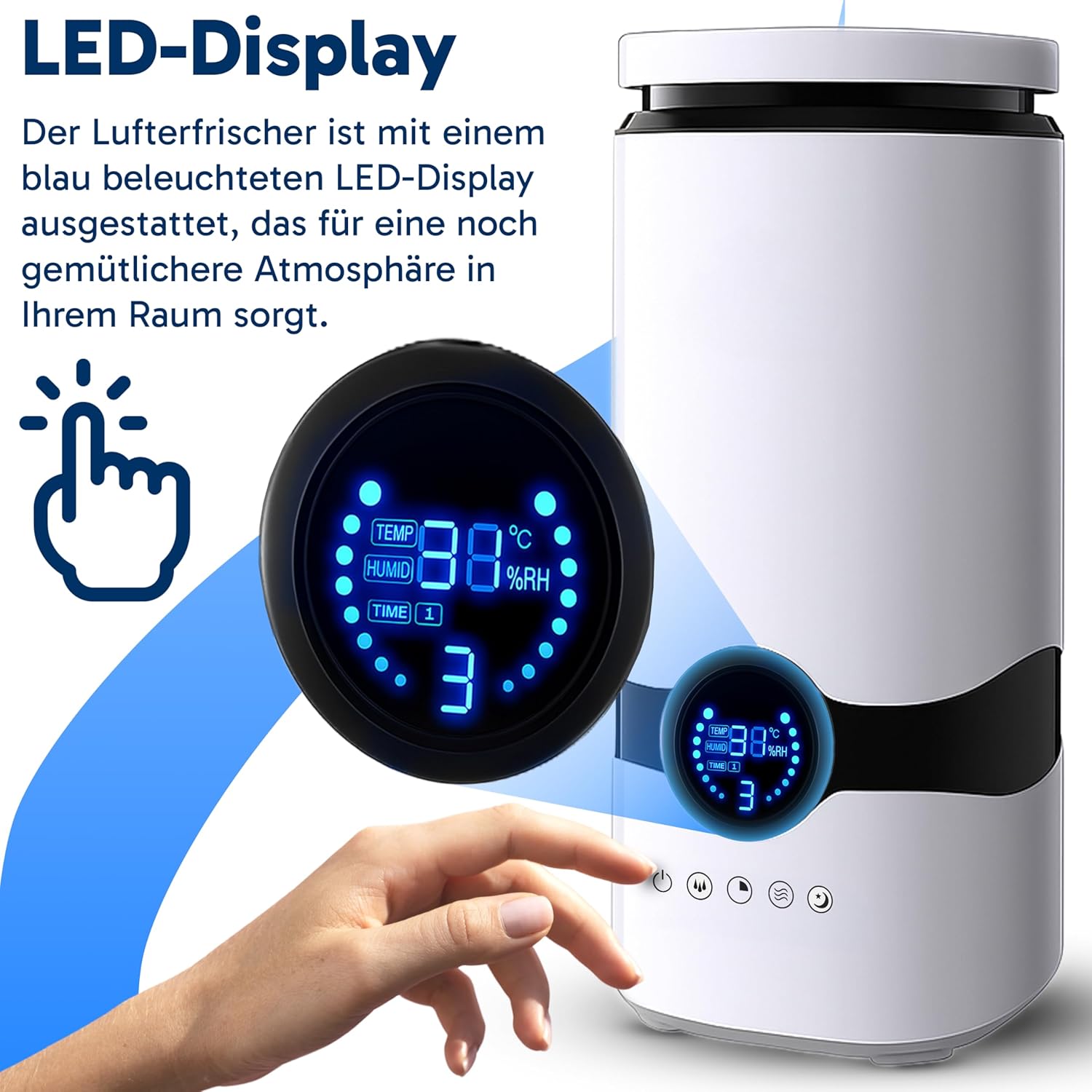 Retoo Luftbefeuchter 4L mit Fernbedienung, 360°-Düse, Timer, Ultraschall-Raumbefeuchter, leise unter 30 dB, Aromadiffusor für Schlafzimmer, Kinderzimmer, Pflanzen und Büro, mit Hygrometer – Bild 5