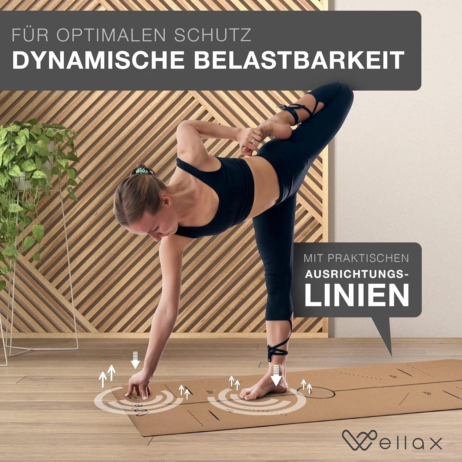 Wellax Yogamatte aus Kork – 100 % natürliche Yogamatte rutschfest (185 x 66 x 0,6 cm) – besonders dick & schadstofffrei – Sportmatte mit praktischem Tragegurt – Bild 4