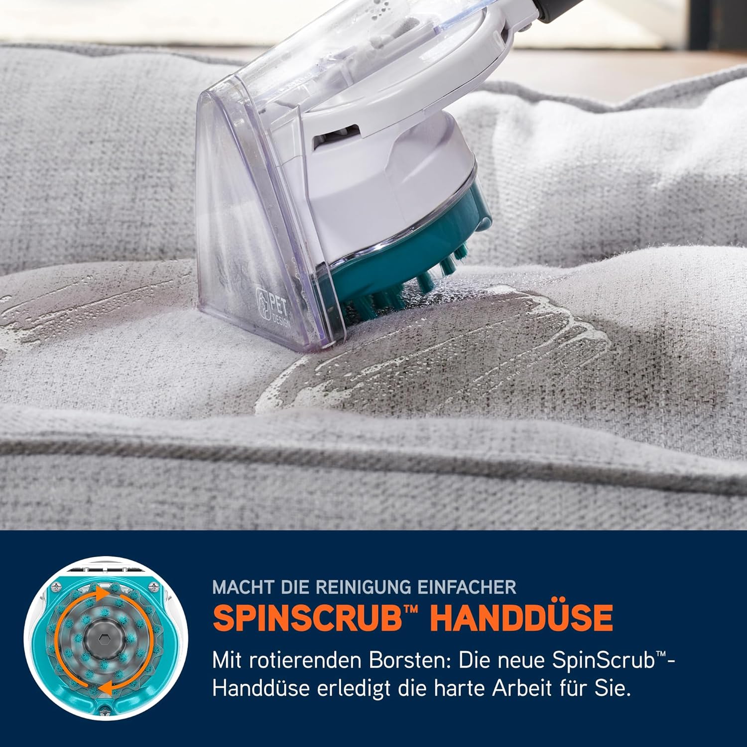 Vax SpotWash Home Pet Design Fleckenentferner für Teppiche und Polster mit SpinScrub-Technologie, leistungsstarke Haustierpflege, schnelles Trocknen und Tiefenwirksamkeit – Bild 4
