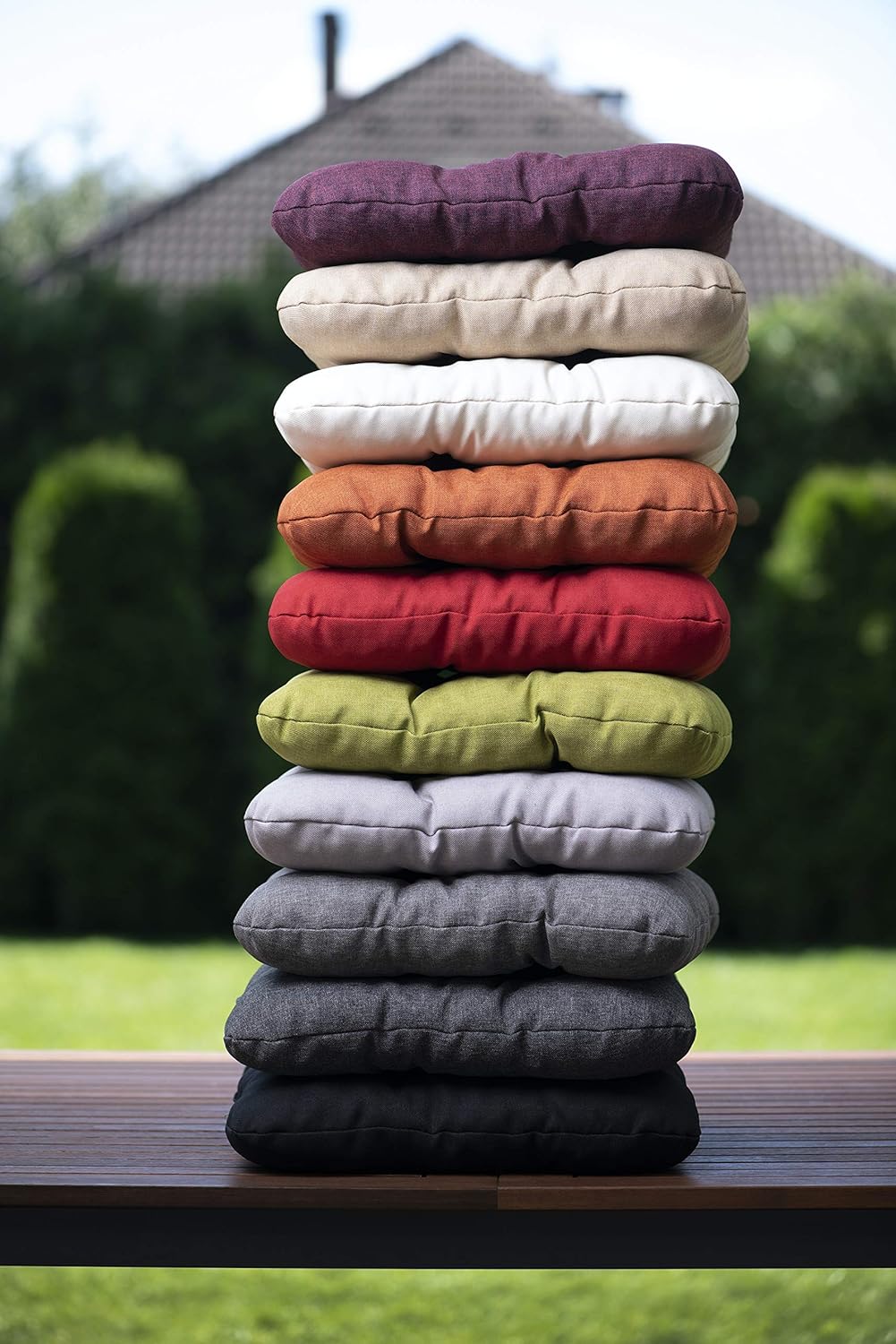 sunnypillow 4er Set Stuhlkissen 45 x 45 cm, bequeme 8 cm Auflage für Stühle/Bänke in Haus und Garten, Sitzkissen, Sitzkissen, Gartenkissen, viele Farben zur Auswahl, Grau – Bild 6