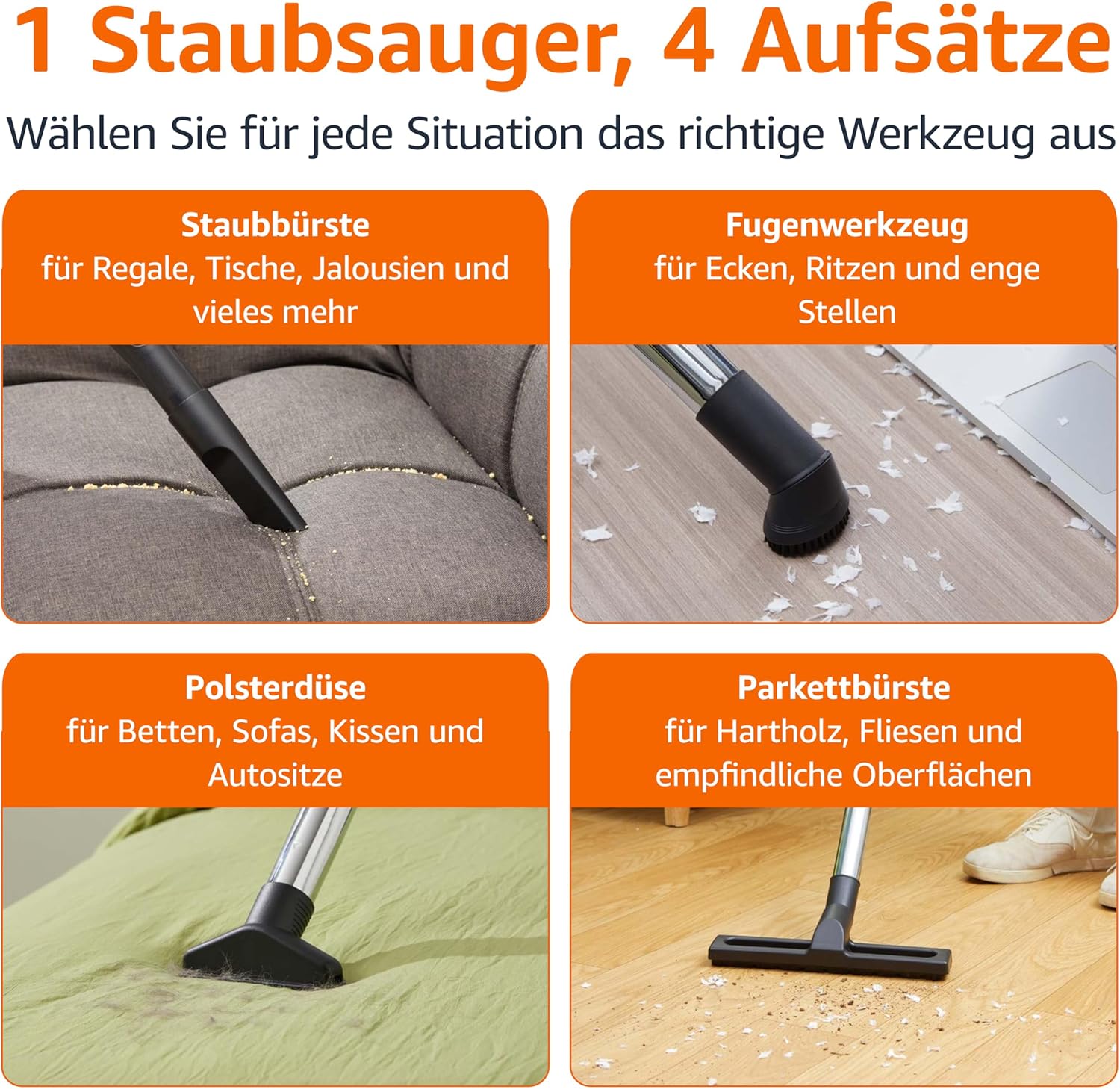 Amazon Basics Staubsauger ohne Beutel, 1,3 l, kompakt, leicht, mit Dreifach-Aktionsdüse, HEPA-Filter, 850 W, für Teppiche und Hartböden, Grau – Bild 3