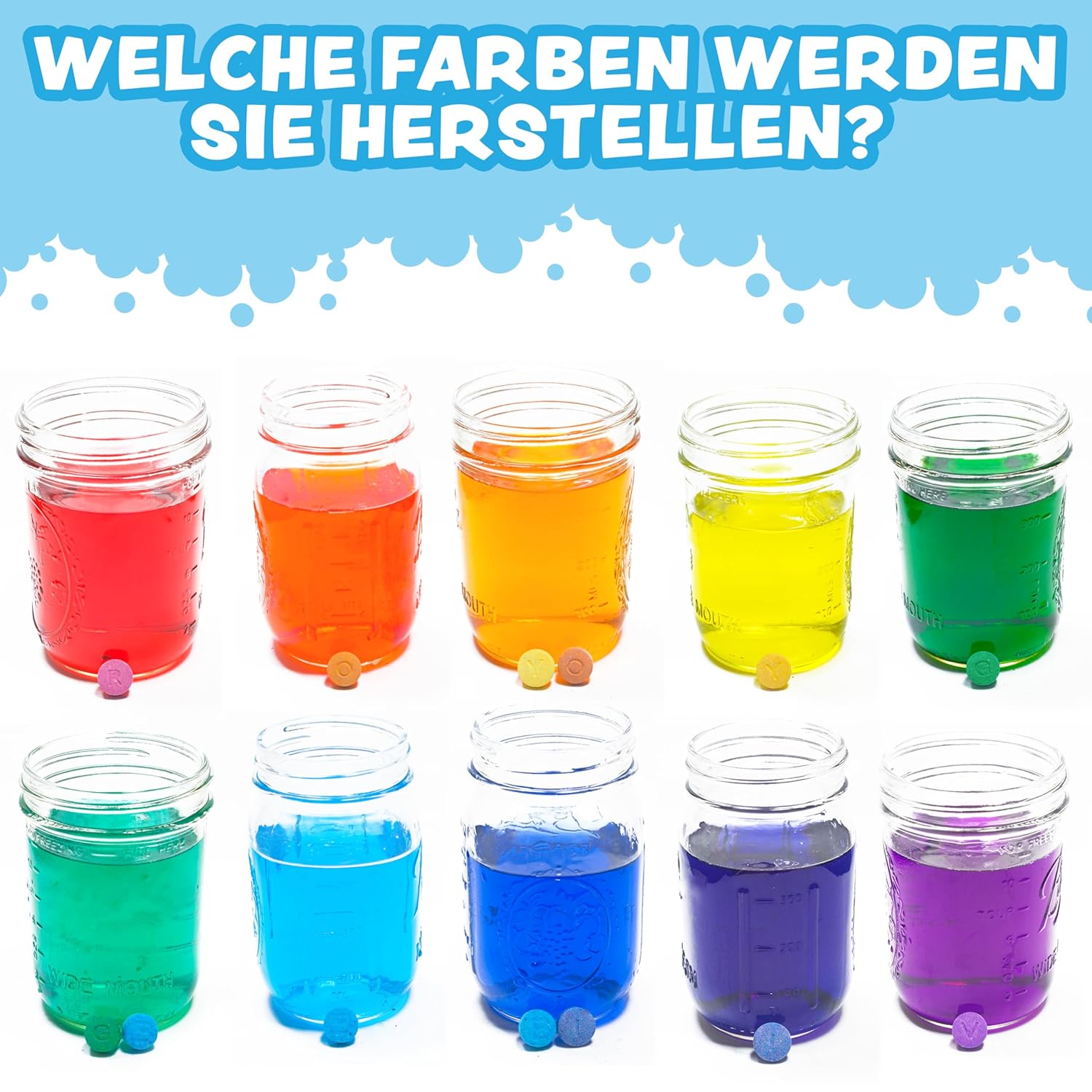 Tub Works® Farbiges Schaumbad, 150 Stück | Ungiftig und parfümfrei | Sprudelnde farbige Badetabletten für Kinder | Aquarelle erstellen | Wassertabletten in 7 Farben | Badebomben zum Baden – Bild 8