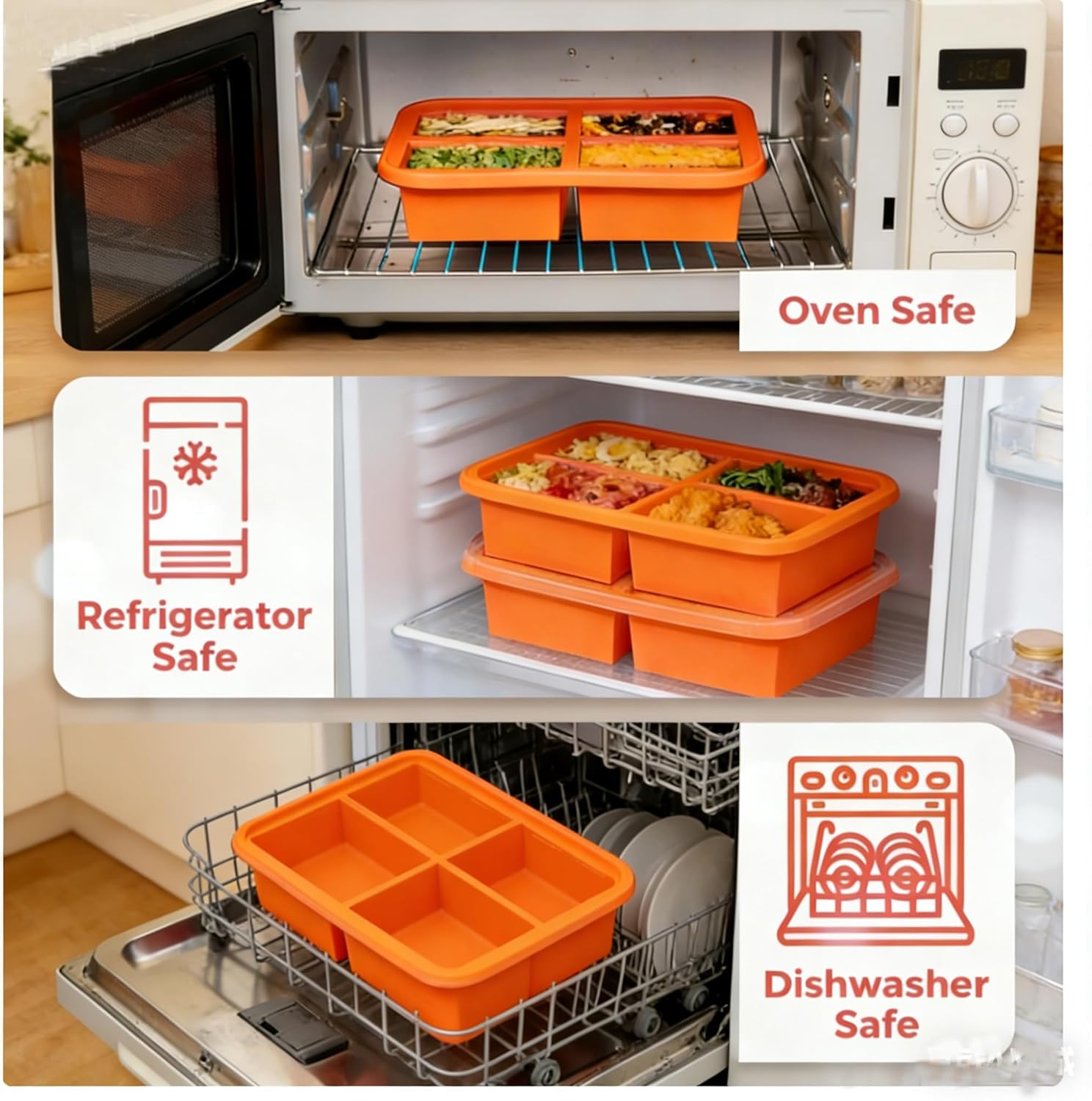 2er-Pack leicht zu öffnende Silikon-Suppen-Gefrierbehälter für 8 Tassen mit Deckel, BPA-frei, 250 ml, große wiederverwendbare Frischhaltedosen für Brühe, Soße und Lebensmittelzubereitung – Bild 5