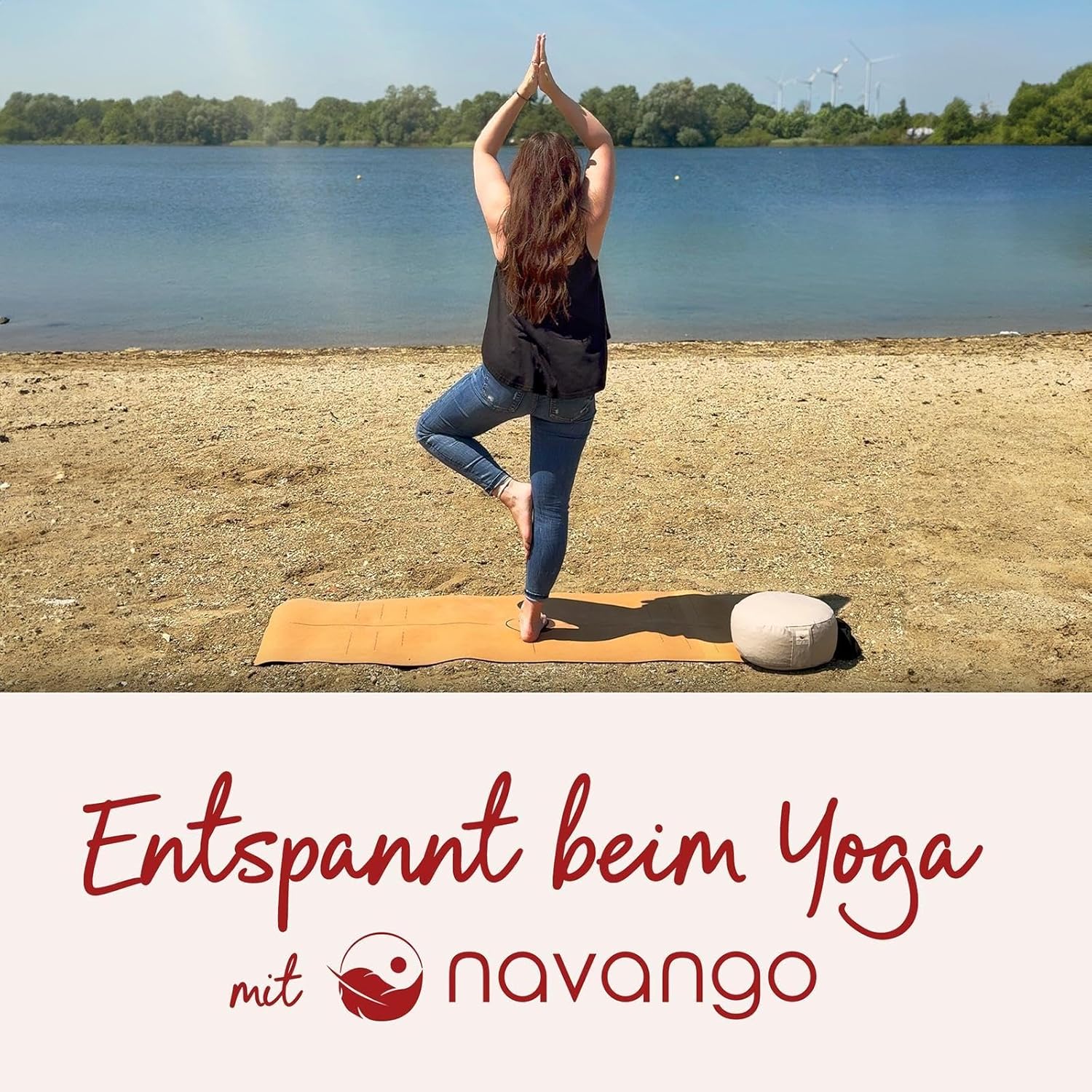 Yogamatte aus Kork | Inklusive Yogagurt | 4 mm dick | Natürliche dünne Yogamatte aus Naturkautschuk und Kork | Mit Hilfslinien | Yogamatte rutschfest und schweißfest | Yoga-Set-Tragegurt – Bild 7