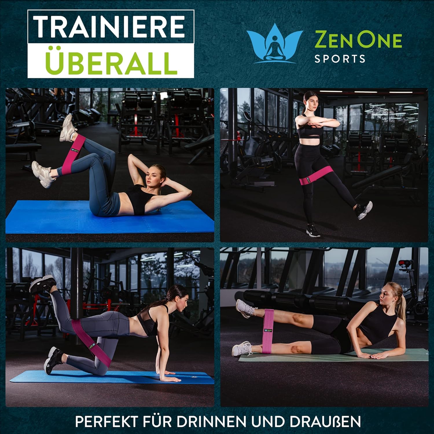 ZenOne Sports® Fitnessbänder aus Latex I Loop Bänder Set - Widerstandsbänder in 3-5 Stärken I Resistance Bands für Krafttraining, Warm-up & mehr I Booty Band Set mit Workout-Guide, Theraband Loop – Bild 5