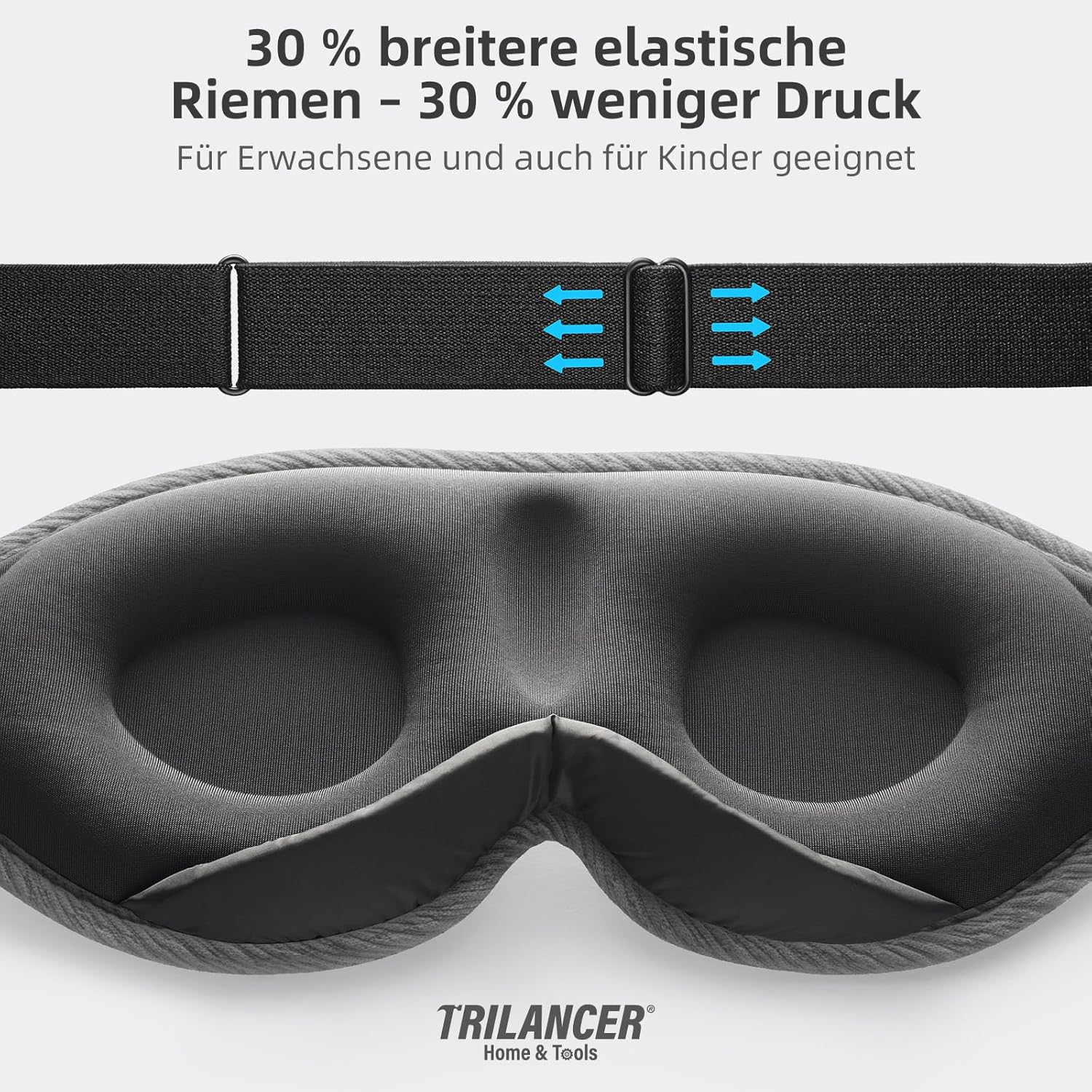 2026 Innovative Schlafmaske für Männer und Frauen, 99,99 % Lichtblockierung, ergonomische, verstellbare Augenmaske mit Ohrstöpseln für Schlaf, Nickerchen, Meditation, Reisen, bequemen Schlaf (grau) – Bild 7