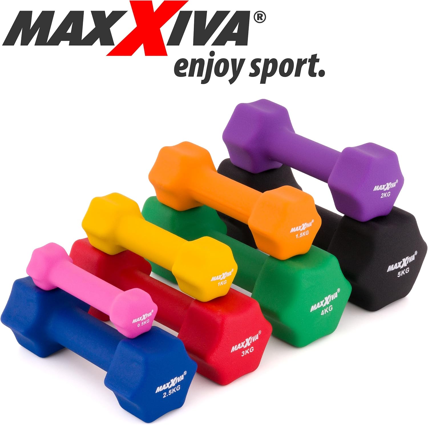 Hantelset Neoprenhanteln 2 x 5,0 kg Fitnesshanteln Krafttraining Workout Home Gym – Bild 6