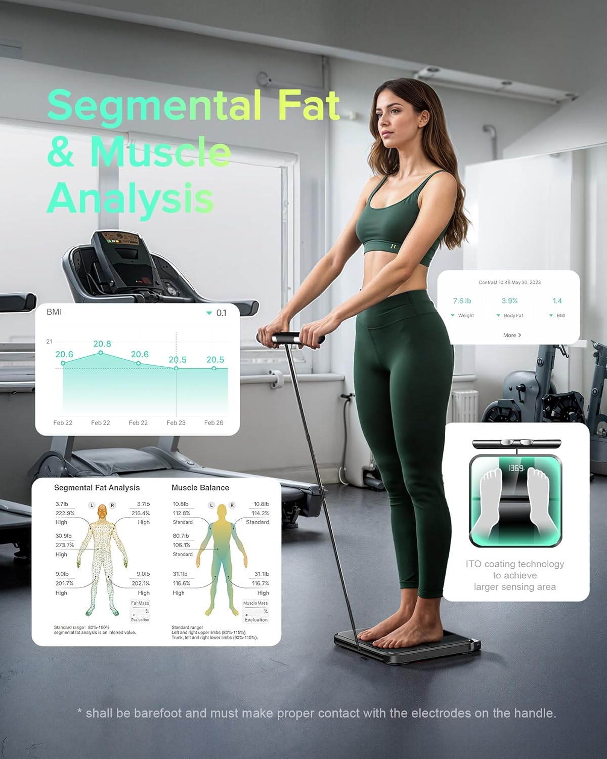 RunStar Körperfettwaage, 8-Elektroden-Ganzkörperanalyse mit 28 Körperwerten, App-Synchronisierung, BMI, Muskelmasse – Hochpräzise Digitale Waage mit 3-stufigem Display – Bild 5