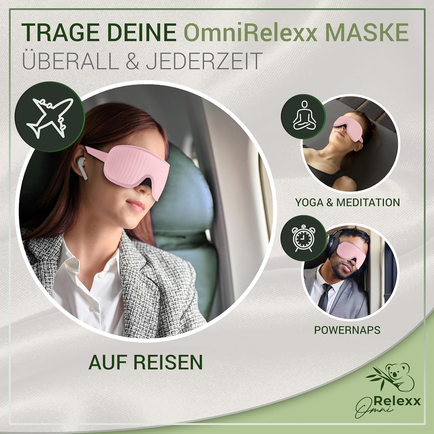 Schlafmasken für Damen – Atmungsaktive Schlafmaske – Bequeme & weiche Augenmaske – Lichtblockierend – Reisetasche – Schlafmaske – 3D-Aussparung für die Augen – Memory-Schaum (Rosa) – Bild 7
