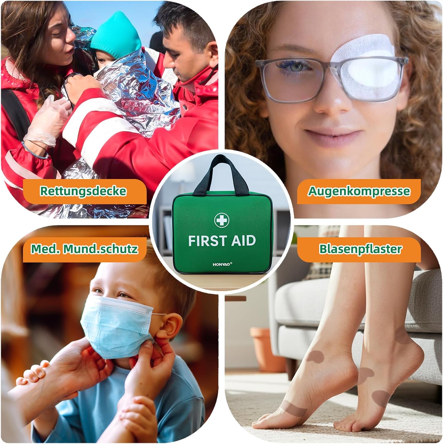 HONYAO Erste-Hilfe-Set, 180-teilig, Erste-Hilfe-Set für Zuhause, Kinder, Outdoor, Reisen, Camping, Wandern, Arbeitsplatz, Sport-Erste-Hilfe-Set, Grün – Bild 7