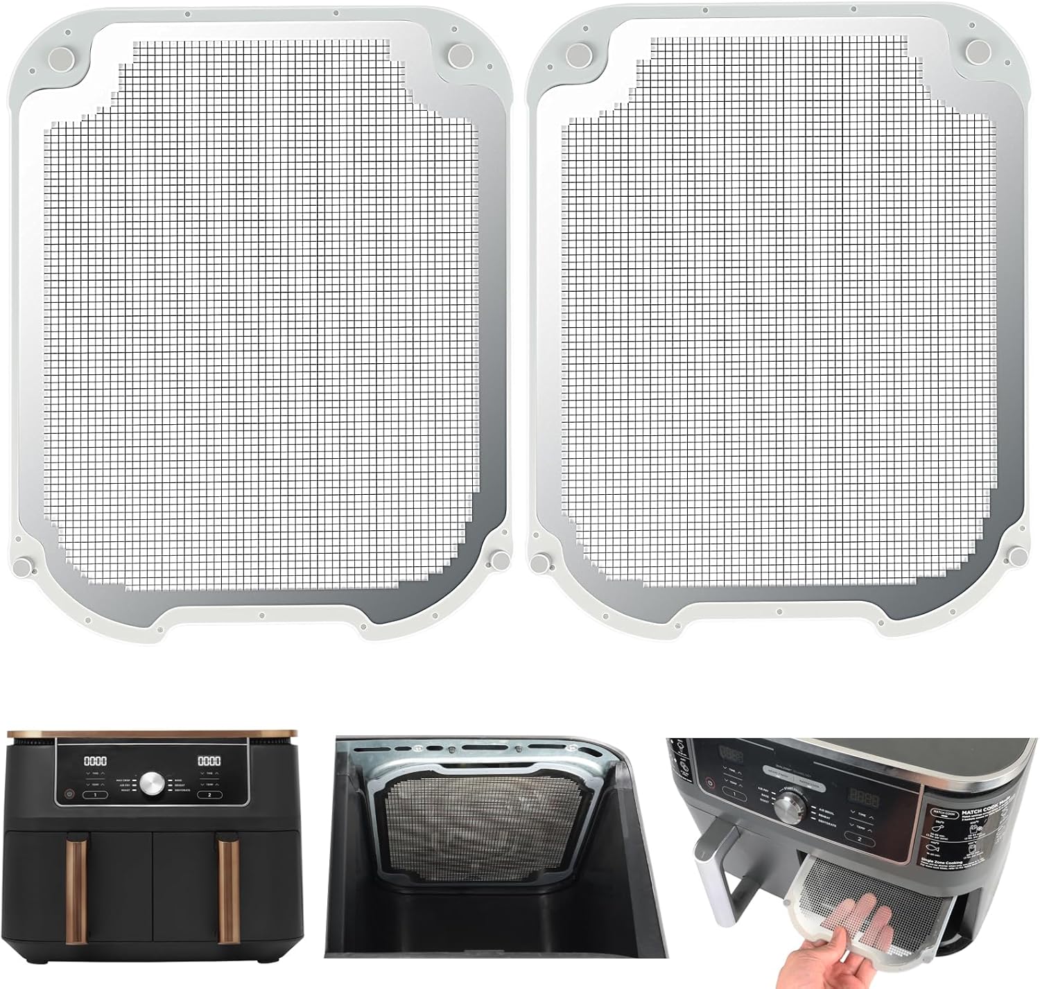 BYKITCHEN 2 Stück Spritzschutz Zubehör für Ninja Dual Zone Heißluftfritteuse 9,5L DZ400EU/DZ400EUSTGD/AF400EU, Magnetisch Edelstahl Spritzschutz, Heißluftfritteuse Zubehör für Ninja Airfryer