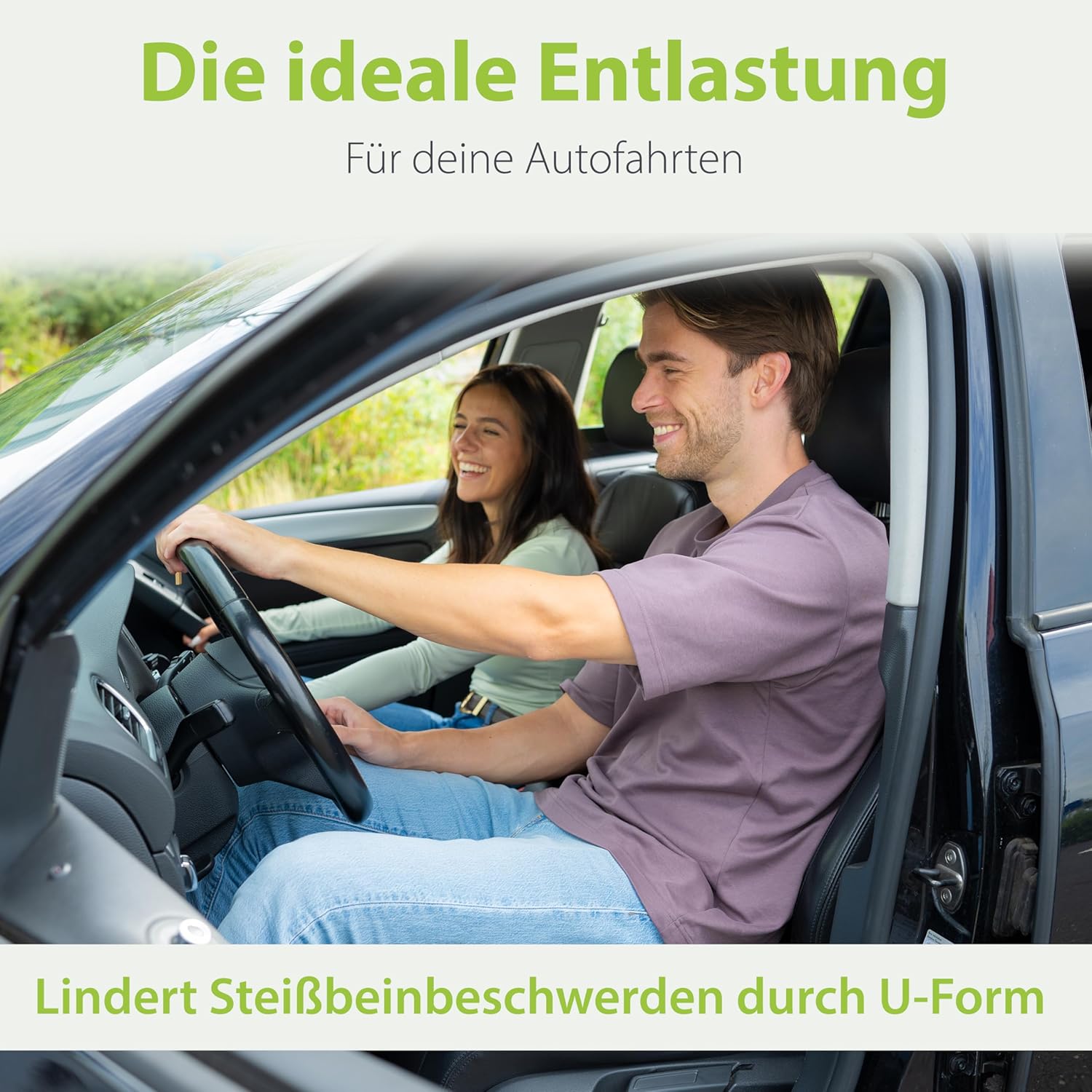Feela. Orthopädisches Autositzkissen (3 Härtegrade) Testsieger – Keilkissen für Autos – Besserer Sitzkomfort und Entlastung des Steißbeins – Autositzerhöhung, Fahrersitzkissen (weich) – Bild 4