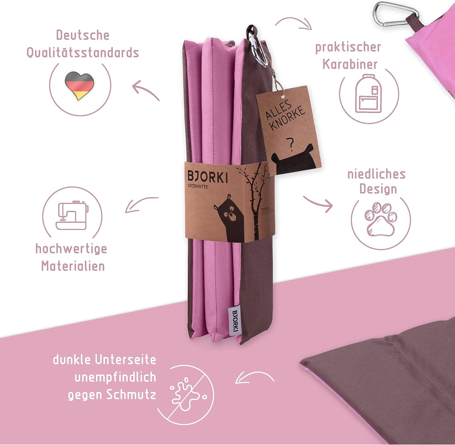BJORKI® Kinder-Sitzkissen, faltbares Outdoor-Sitzkissen mit optimalem Kälte- und Nässeschutz, robuste Outdoor-Sitzauflage, das Thermo-Sitzkissen für Wandern, Stadion und unterwegs – Bild 2