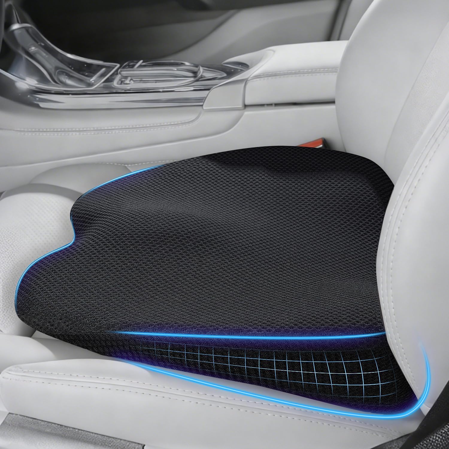 Qutool Keilkissen Auto Memory Foam Autositzkissen Fahrersitzkissen Keilkissen Stuhlsitzkissen Autositzkissen für Bürostuhl, Autos und LKWs (Erweiterte Version)