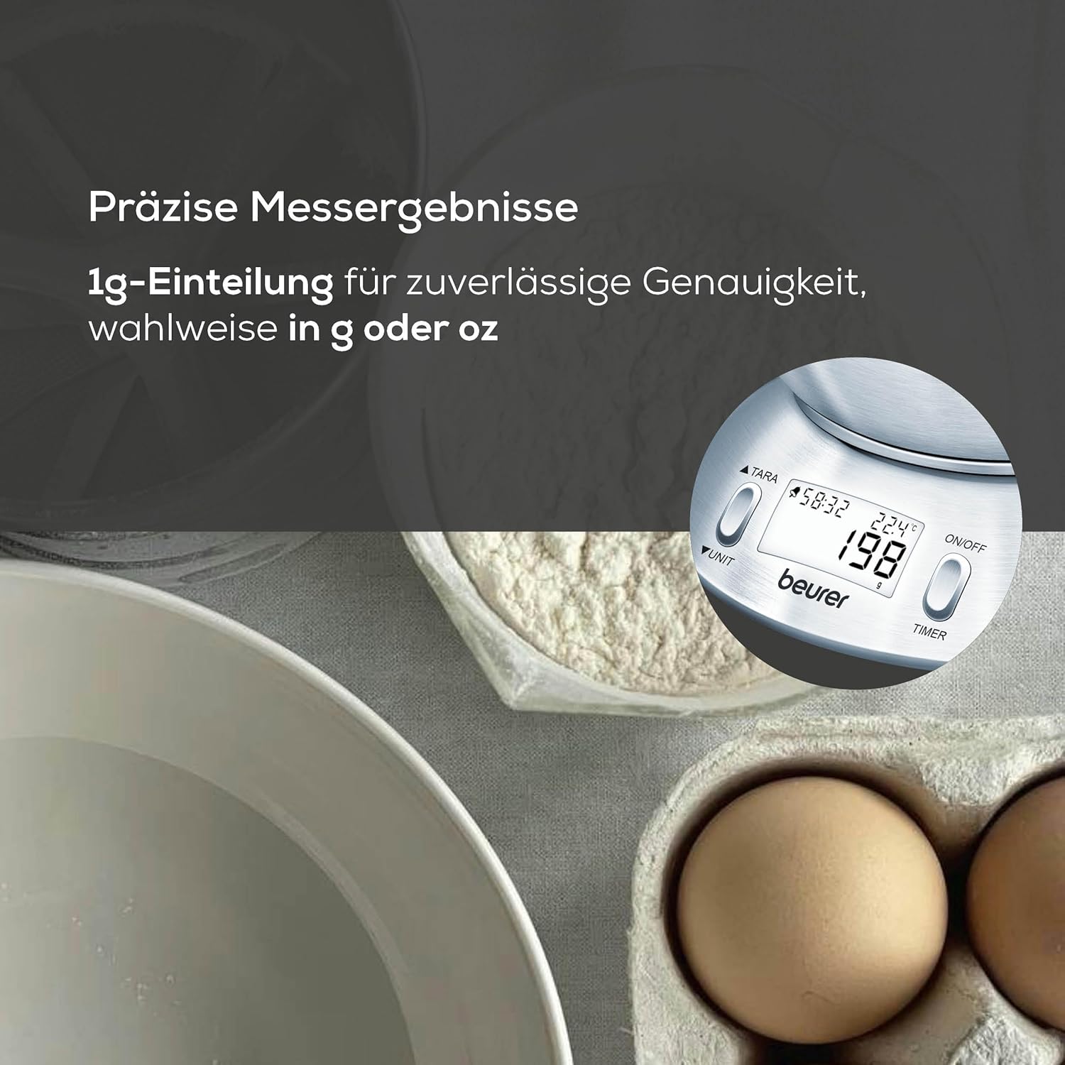 Beurer KS54 Küchenwaage mit Edelstahlschüssel – Bild 3