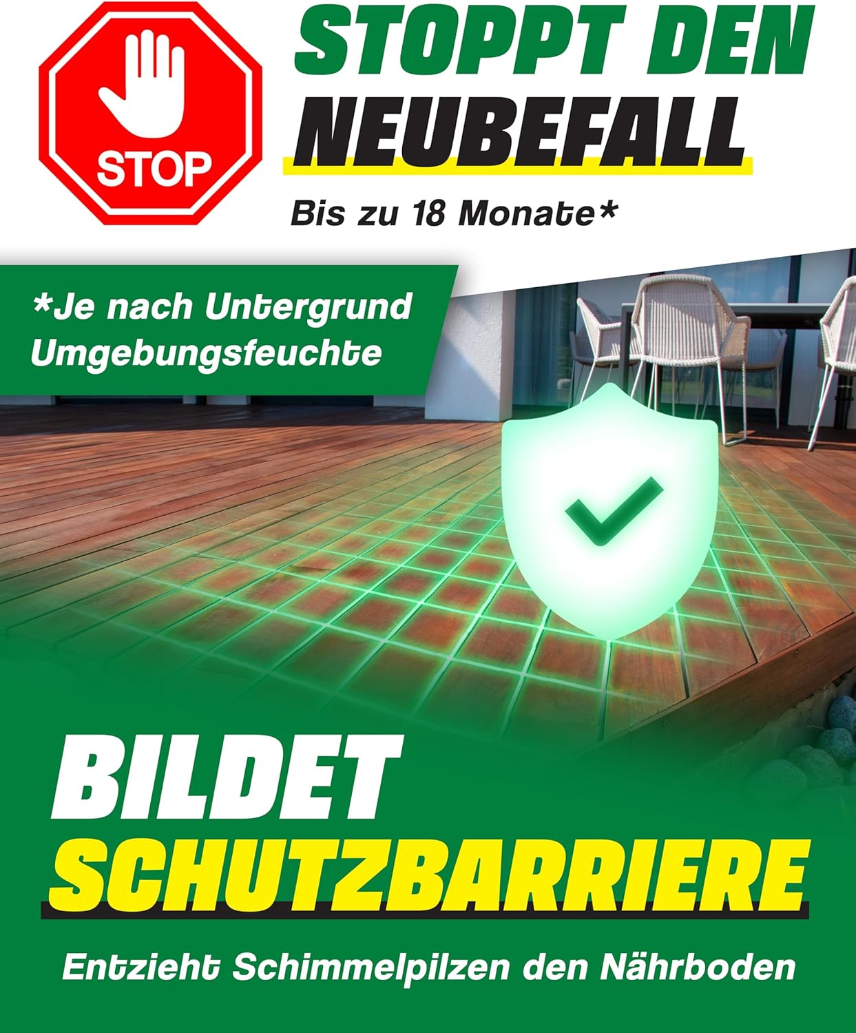 VEXIL Profi Schimmel Komplettset – Schimmelentferner & Schimmelschutz – inkl. Handschuhe, FFP3-Maske & 3 Fugenbürsten – Schimmel entfernen & bis zu 18 Monate vorbeugen – 2 x 500 ml – Hergestellt in Deutschland – Bild 6