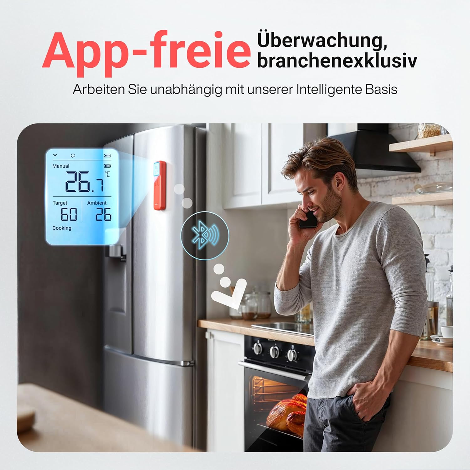 ThermoMaven P1 Fleischthermometer kabellos – WLAN und Bluetooth 5.3, 6 Sensoren, ±0,3 °C präzise, IPX8 wasserdicht, 48-Stunden-Akku, App-Steuerung, NIST- und NSF-zertifiziert, Grillthermometer, Bratenthermometer – Bild 5