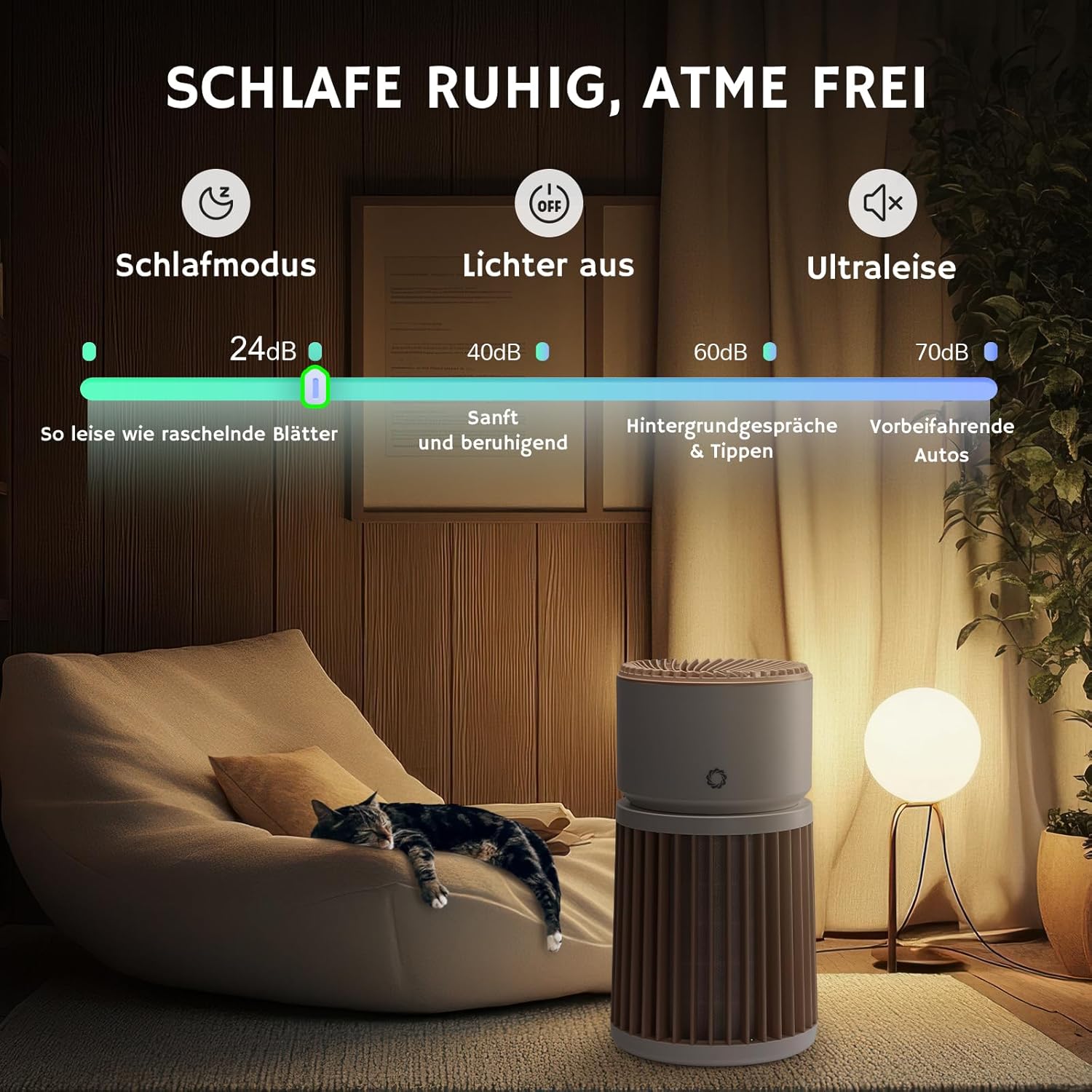 Airthereal Haustier-Luftreiniger mit H13-Geruchsfilter – entfernt Tierhaare, Hautschuppen, Katzenuringeruch, Staub, Rauch – für Räume bis zu 325 m², PM2,5-Sensor, 360°-Lufteinlass, AGH400 – Bild 6